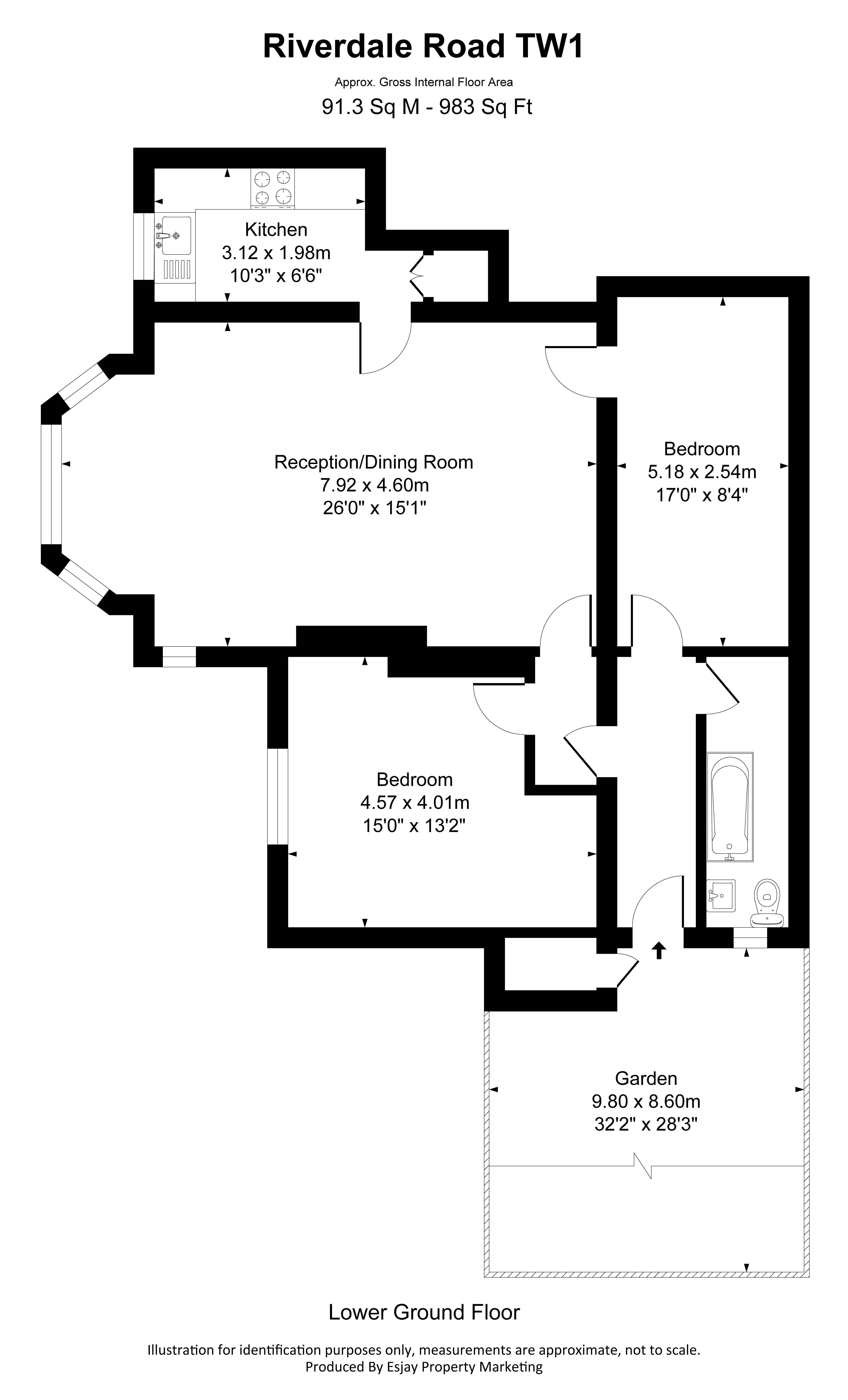 Rear Basement Flat, 4, Riverdale Road, East Twickenham floorplan