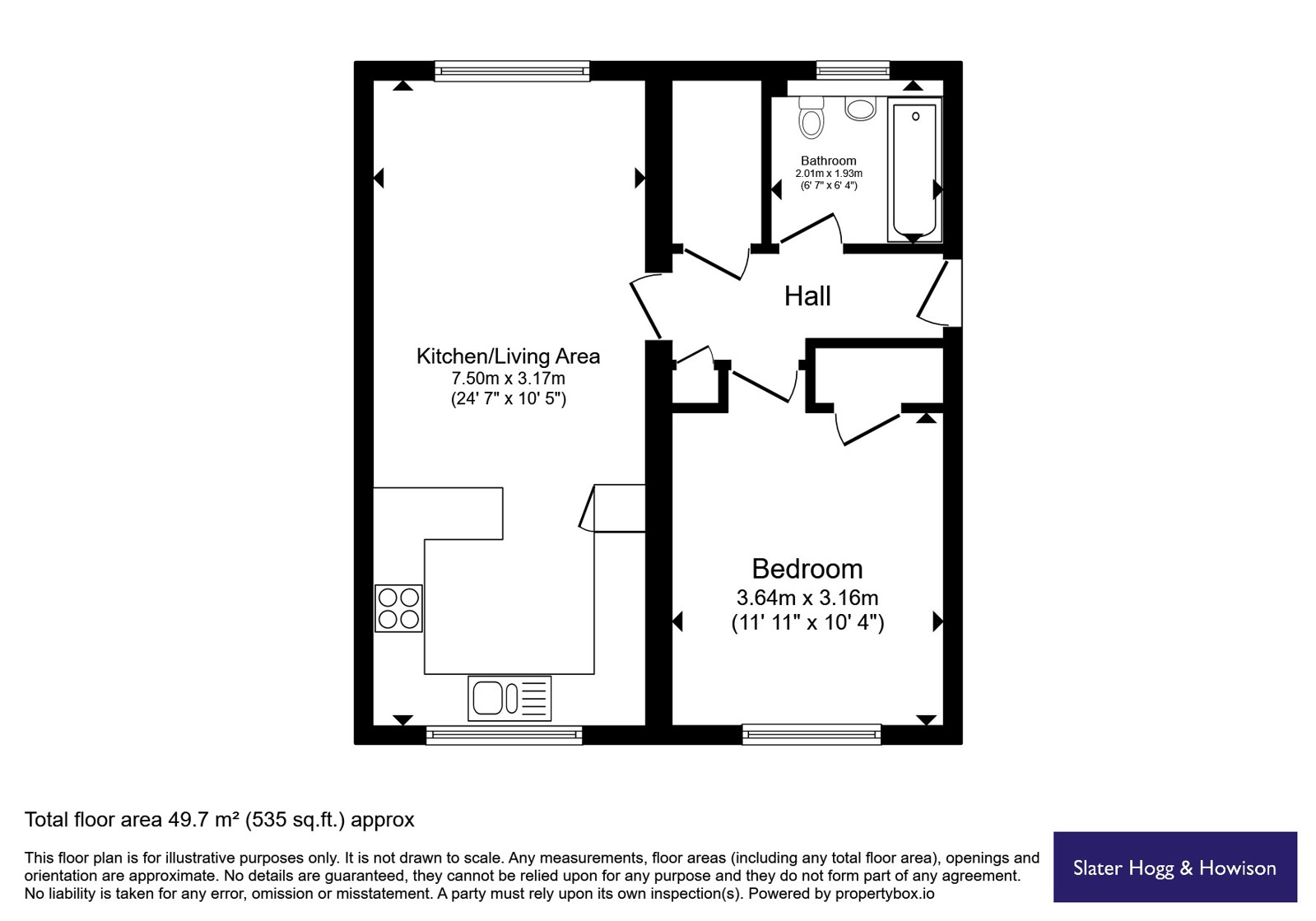 2/1, 3, Wilton Street, Glasgow floorplan