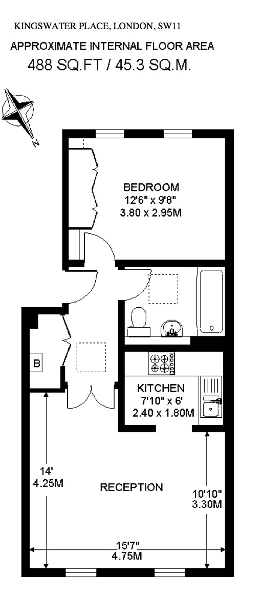 1 Bedrooms Flat to rent in Kingswater Place, London SW11
