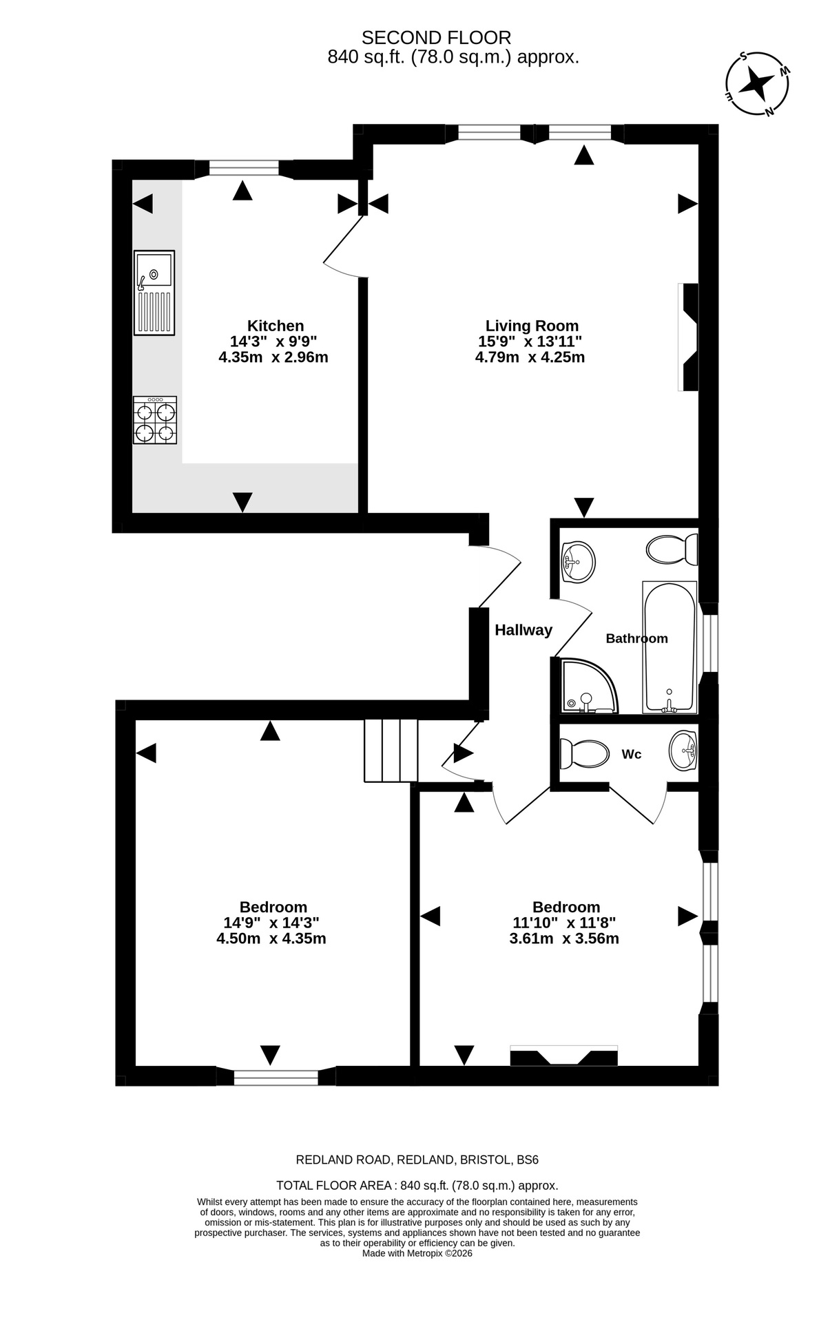 161D Redland Road, Bristol floorplan
