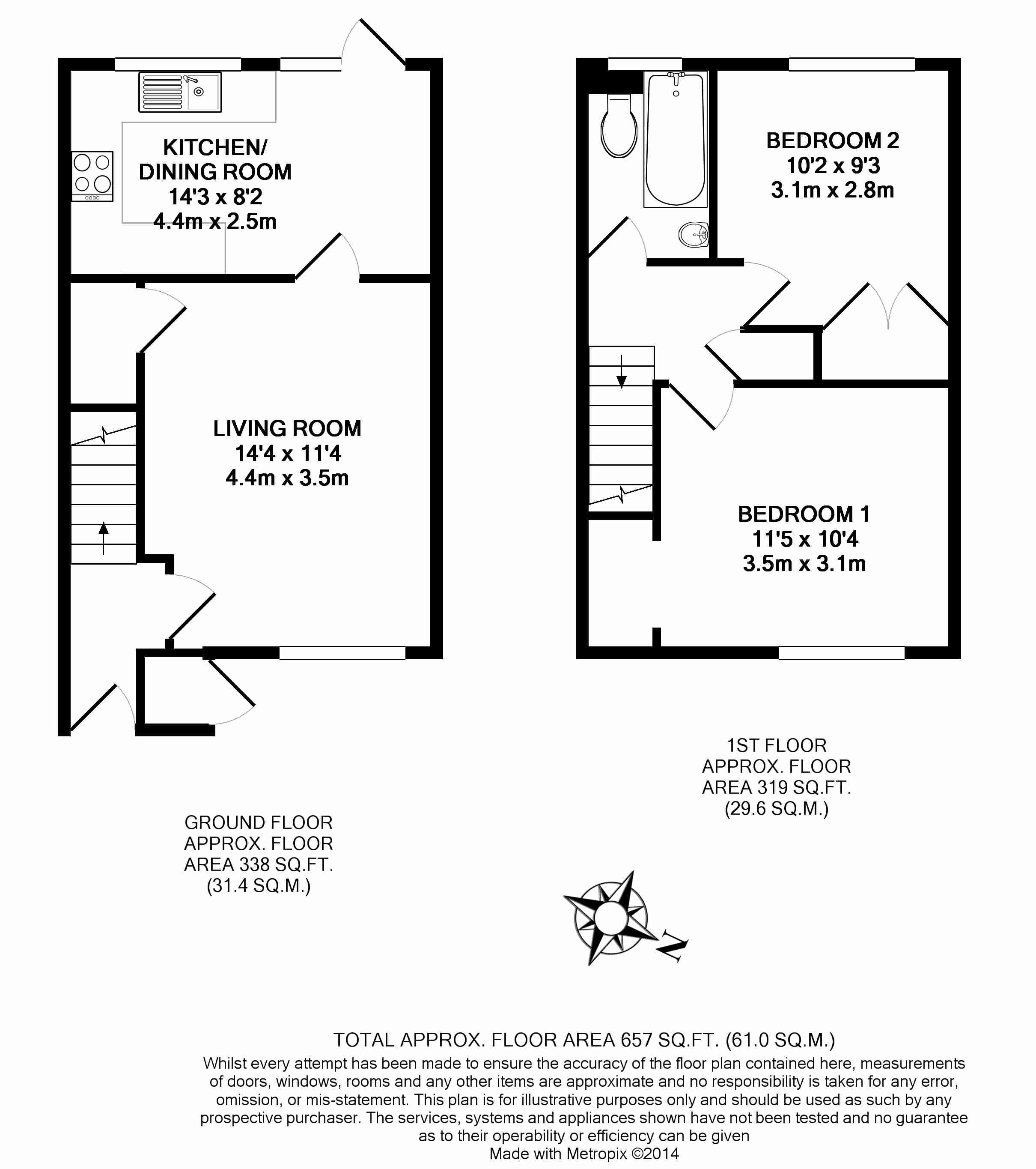 2 Bedrooms Terraced house to rent in Danebury Walk, Frimley, Camberley GU16