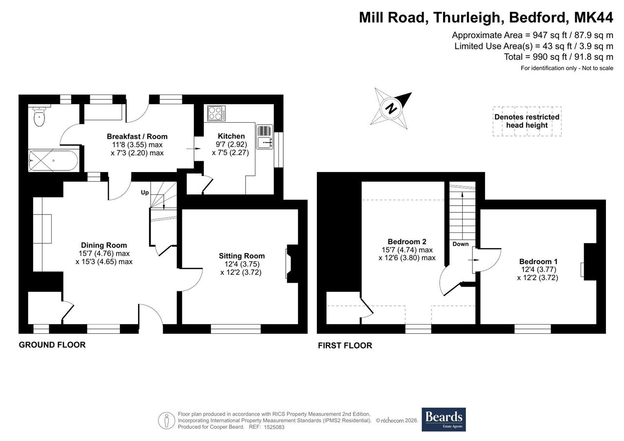 Scald End Cottage, 52, Mill Road, Thurleigh floorplan