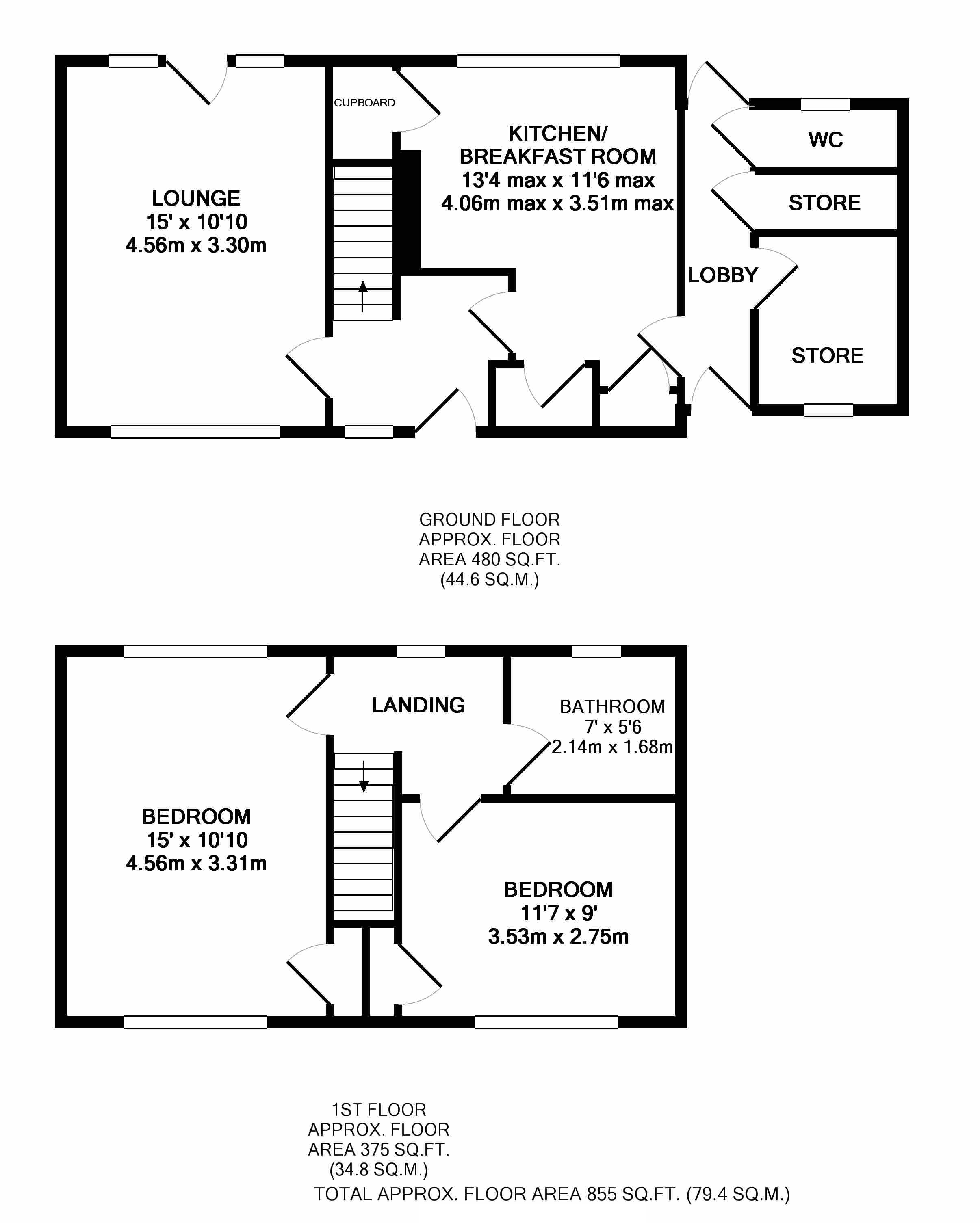 2 Bedrooms Terraced house for sale in Randalls Close, Bromham, Bedford MK43