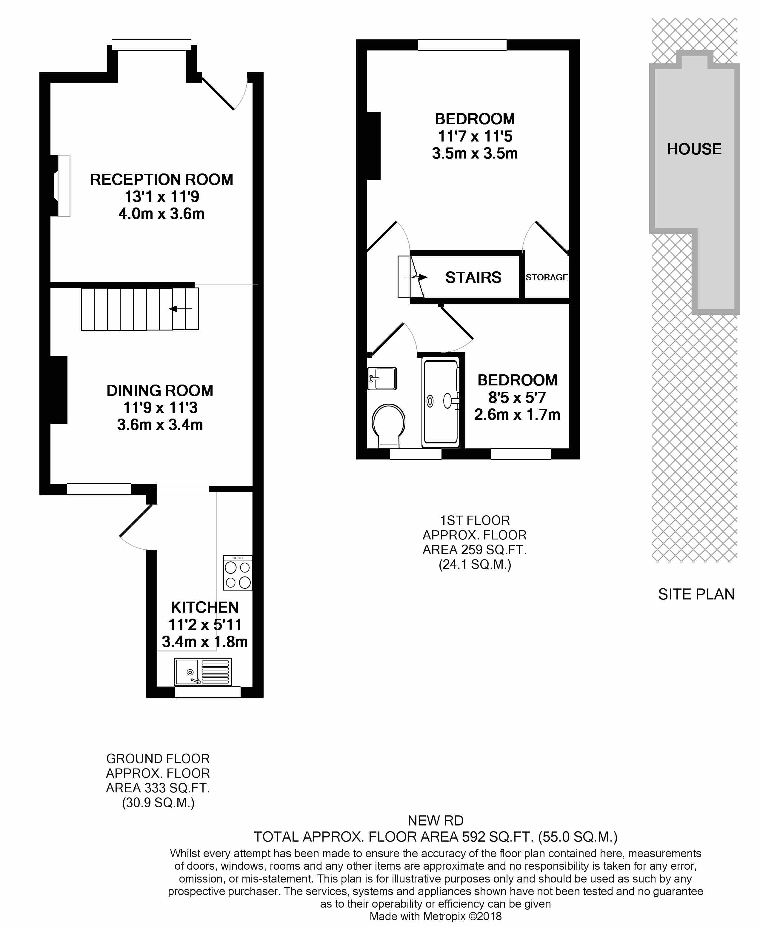 2 Bedrooms Terraced house to rent in New Road, Hanworth TW13