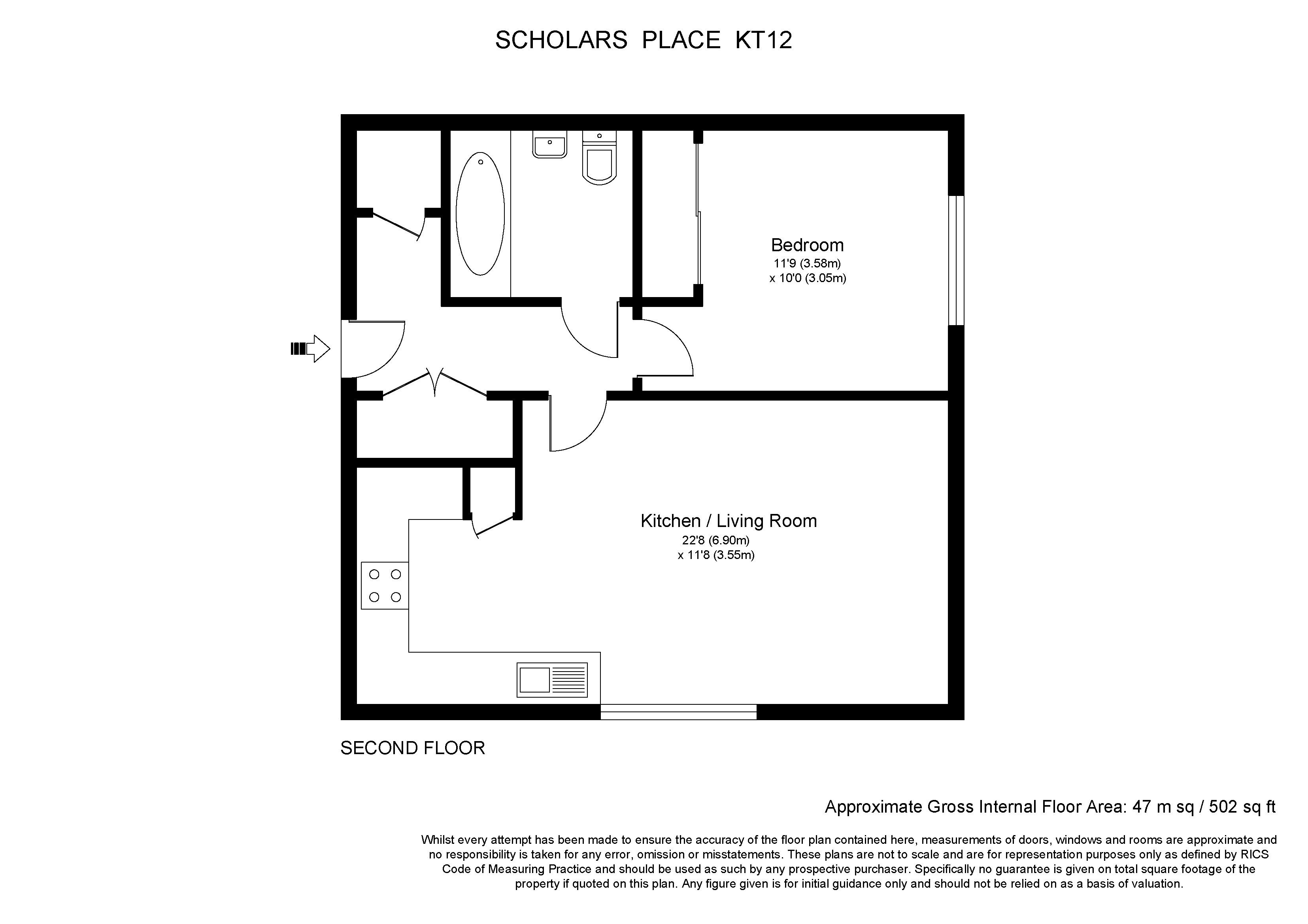 27, Scholars Place, Walton-On-Thames floorplan