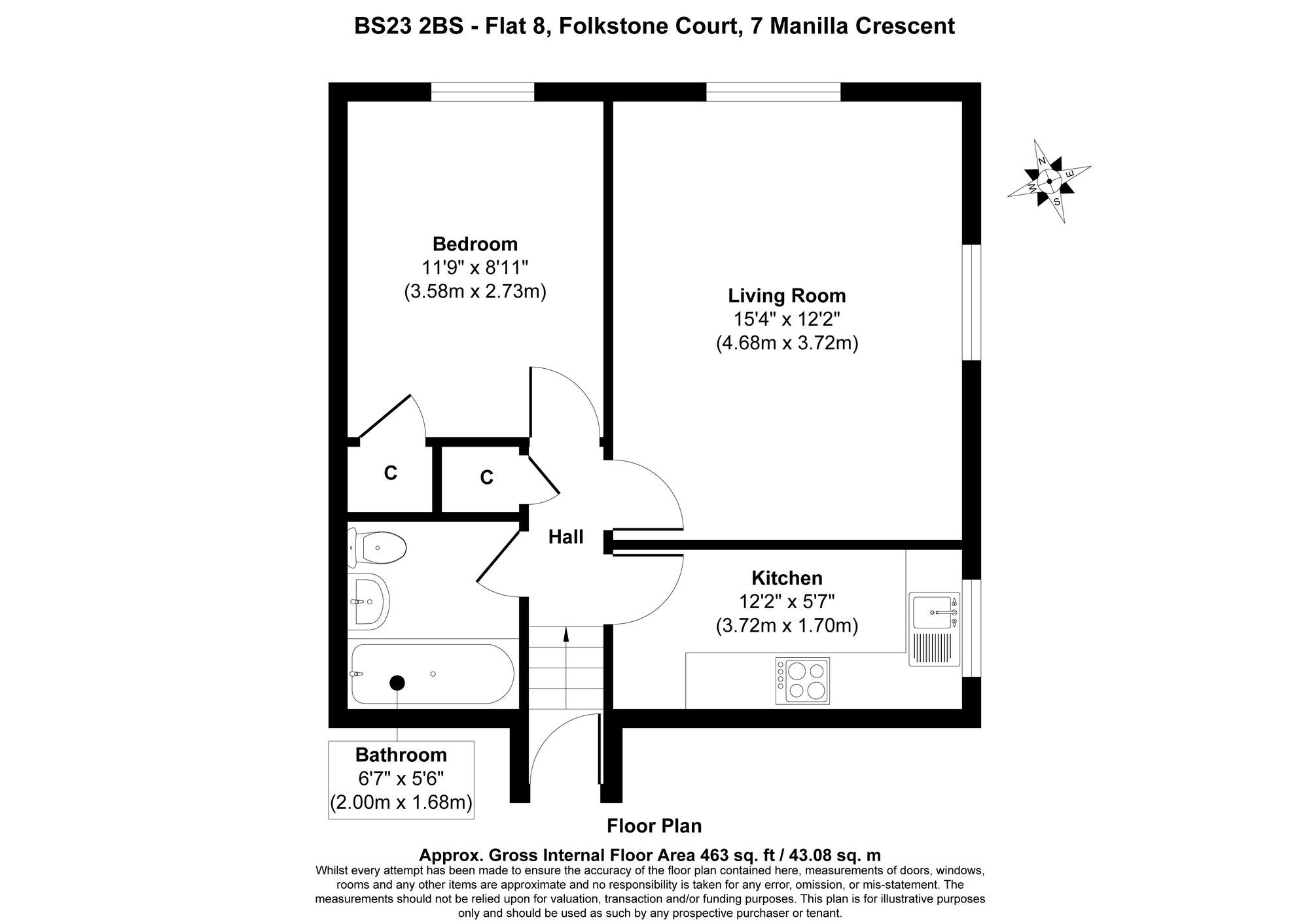 Flat 8, Folkstone Court, Weston-Super-Mare floorplan