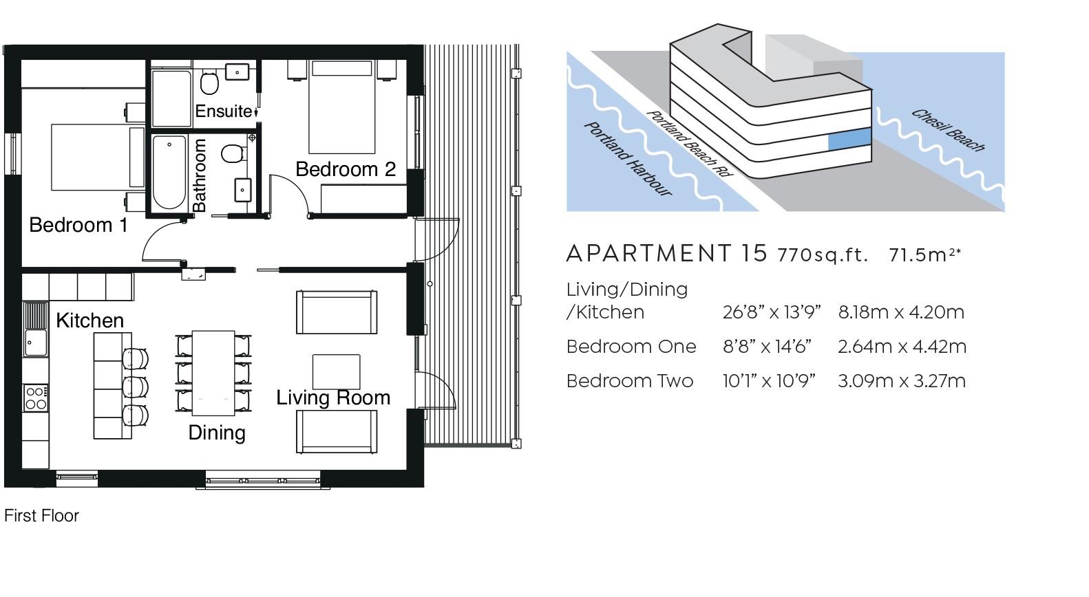 Apartment 15, No 1 Chesil Beach, Ferrymans Way, Weymouth floorplan