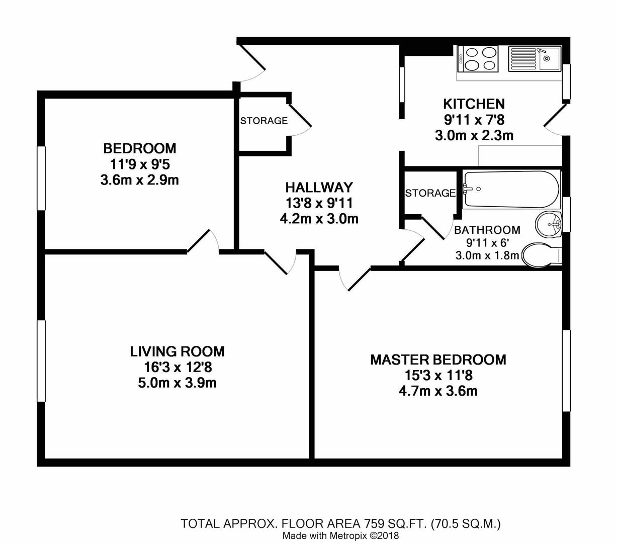 2 Bedrooms Flat to rent in Upper Sunbury Road, Hampton TW12
