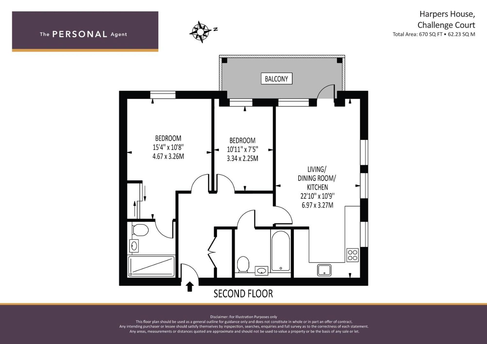 Flat 9, Harpers House Challenge Court, Leatherhead floorplan