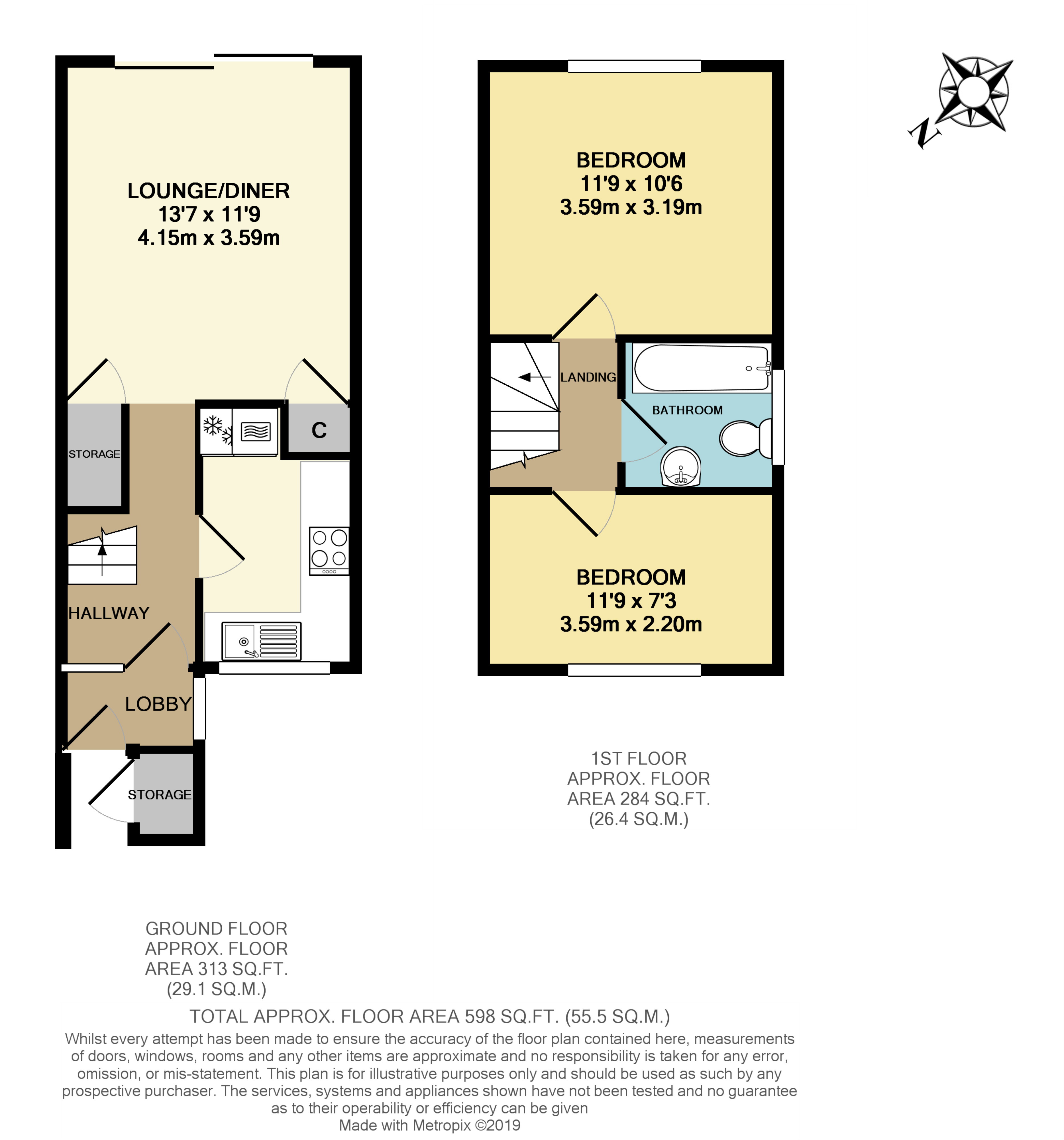 2 Bedrooms Semi-detached house for sale in Rupert Court, St. Peters Road, West Molesey KT8