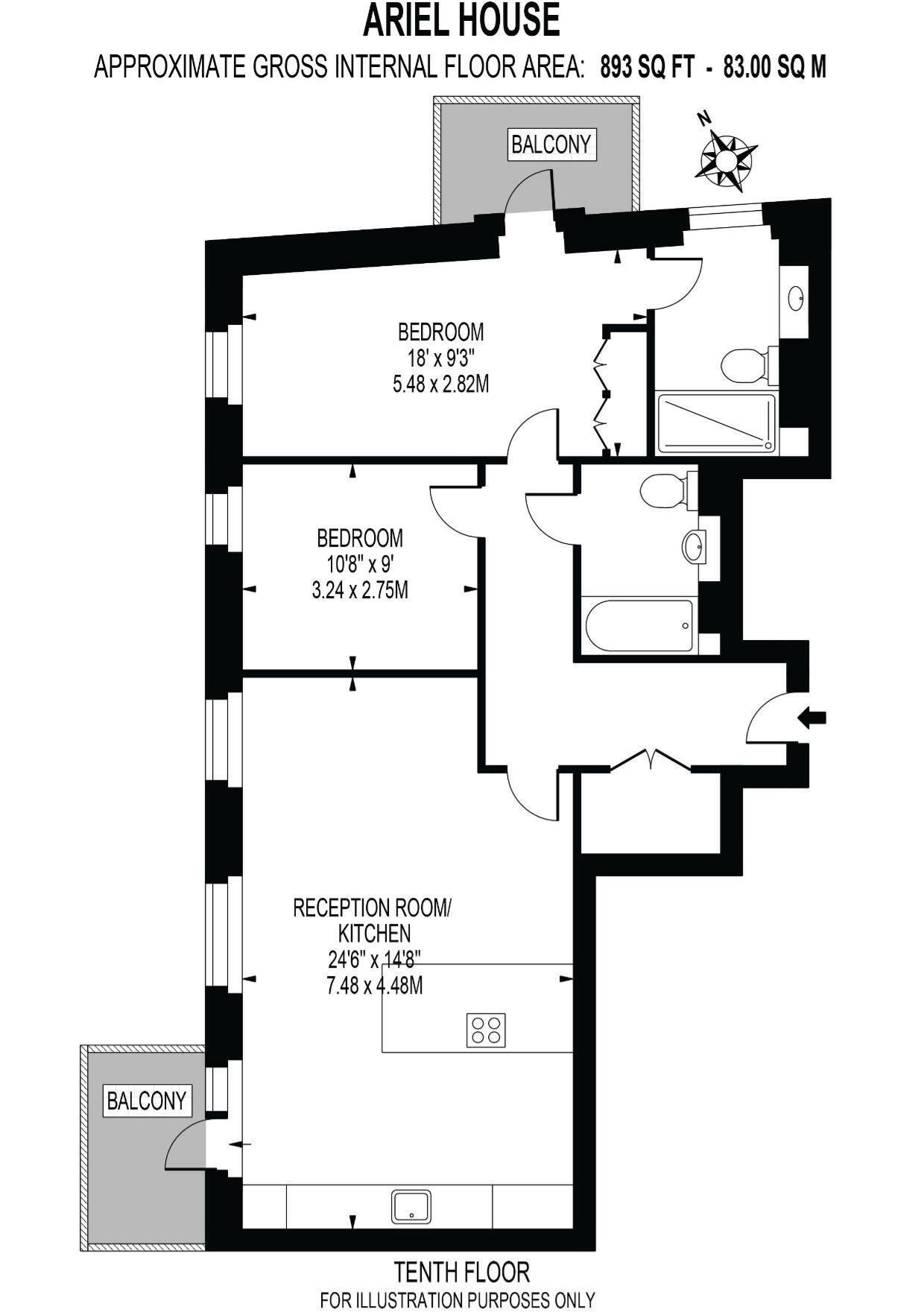Ariel House, 144 Vaughan Way, London floorplan