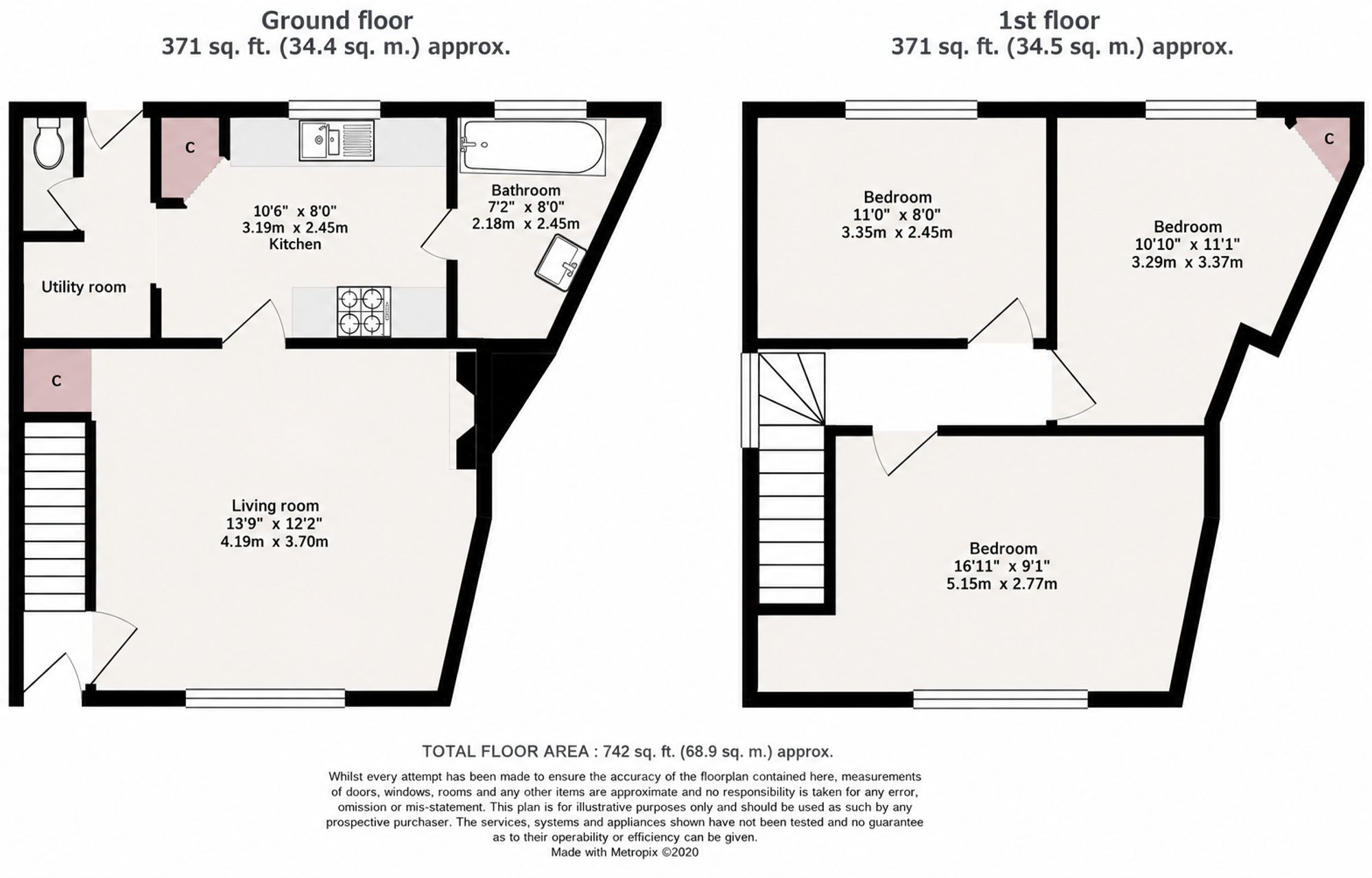 1 Proffits Cottages The Hoppety, Tadworth floorplan