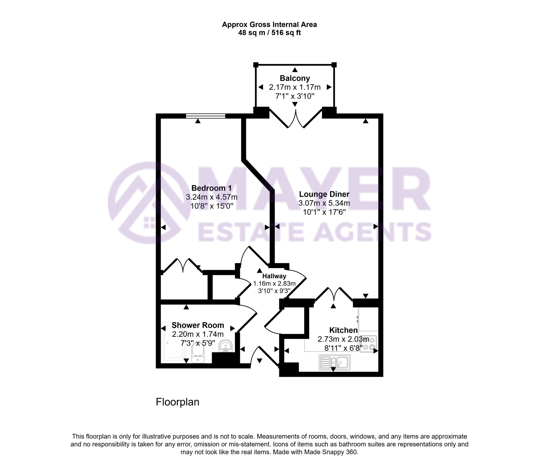 Flat, White Water Court, Plymouth floorplan