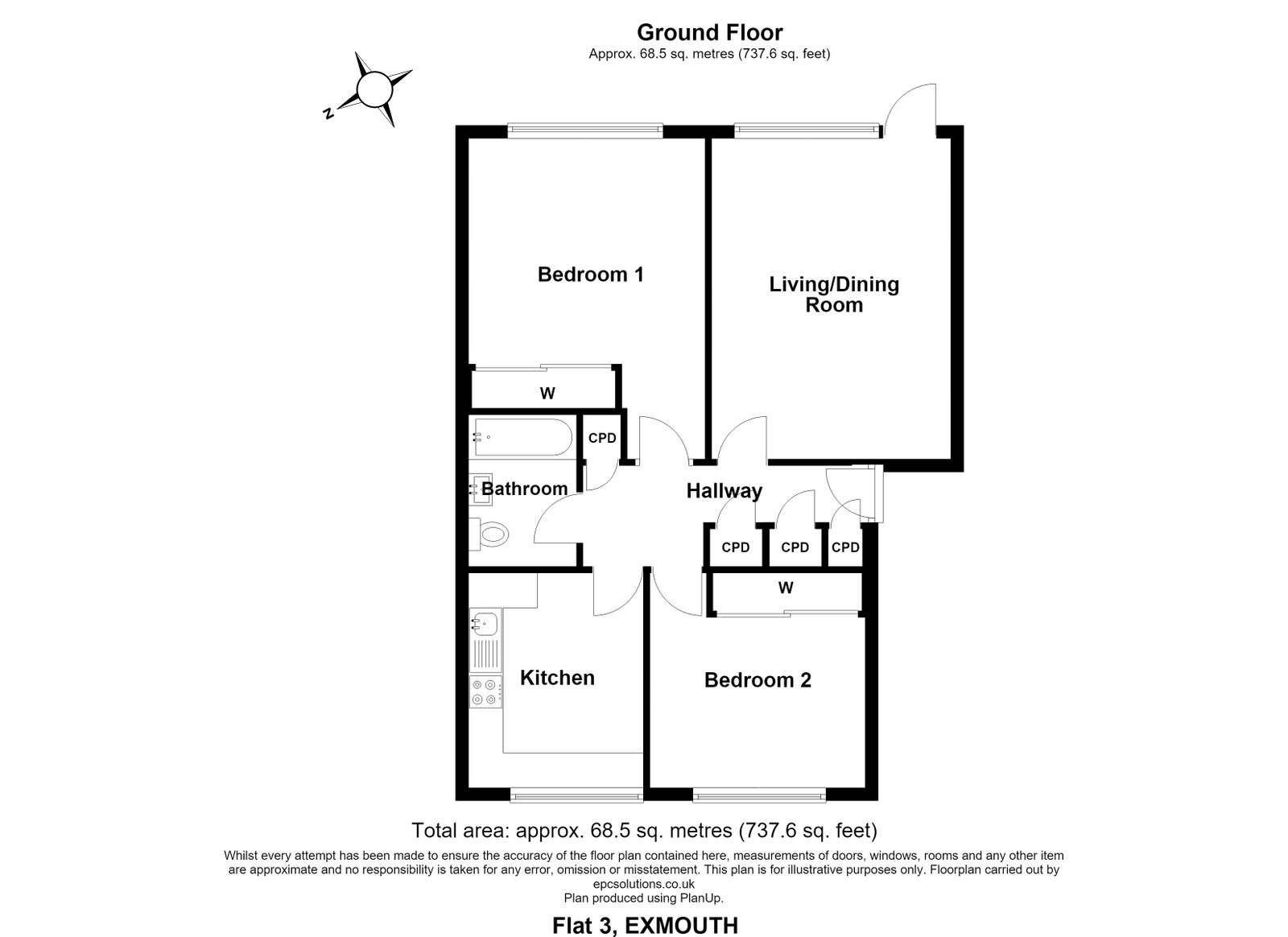 10a,Flat 3 Cranford House, Cranford Avenue, Exmouth floorplan