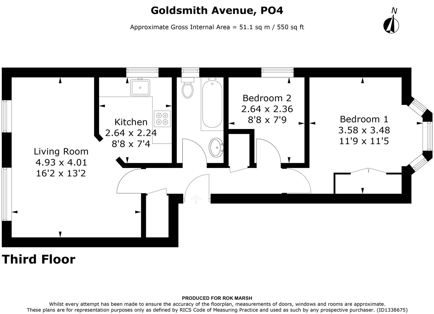 61, Rowan Court, Southsea floorplan