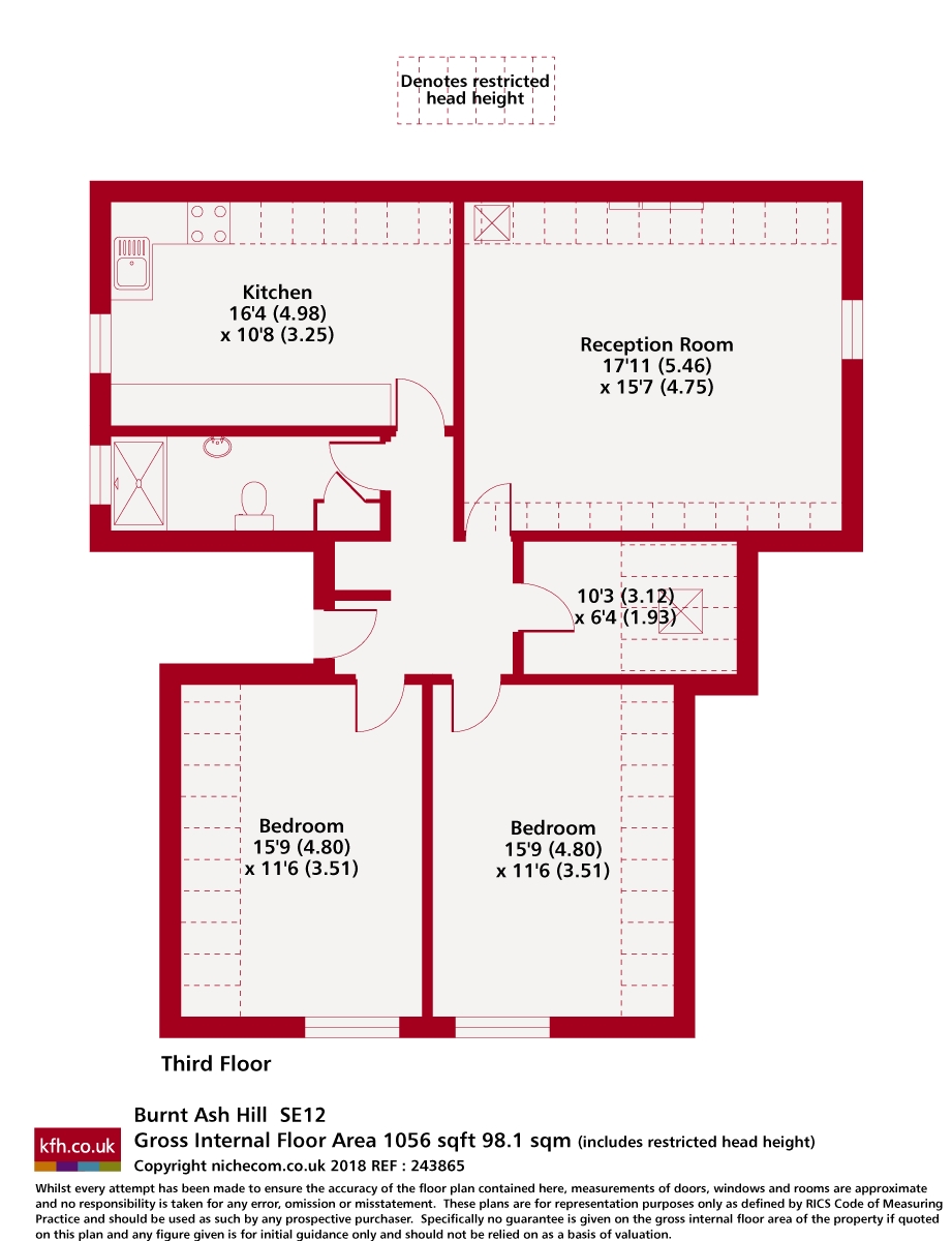 Flat 3, 111, Burnt Ash Hill, London floorplan