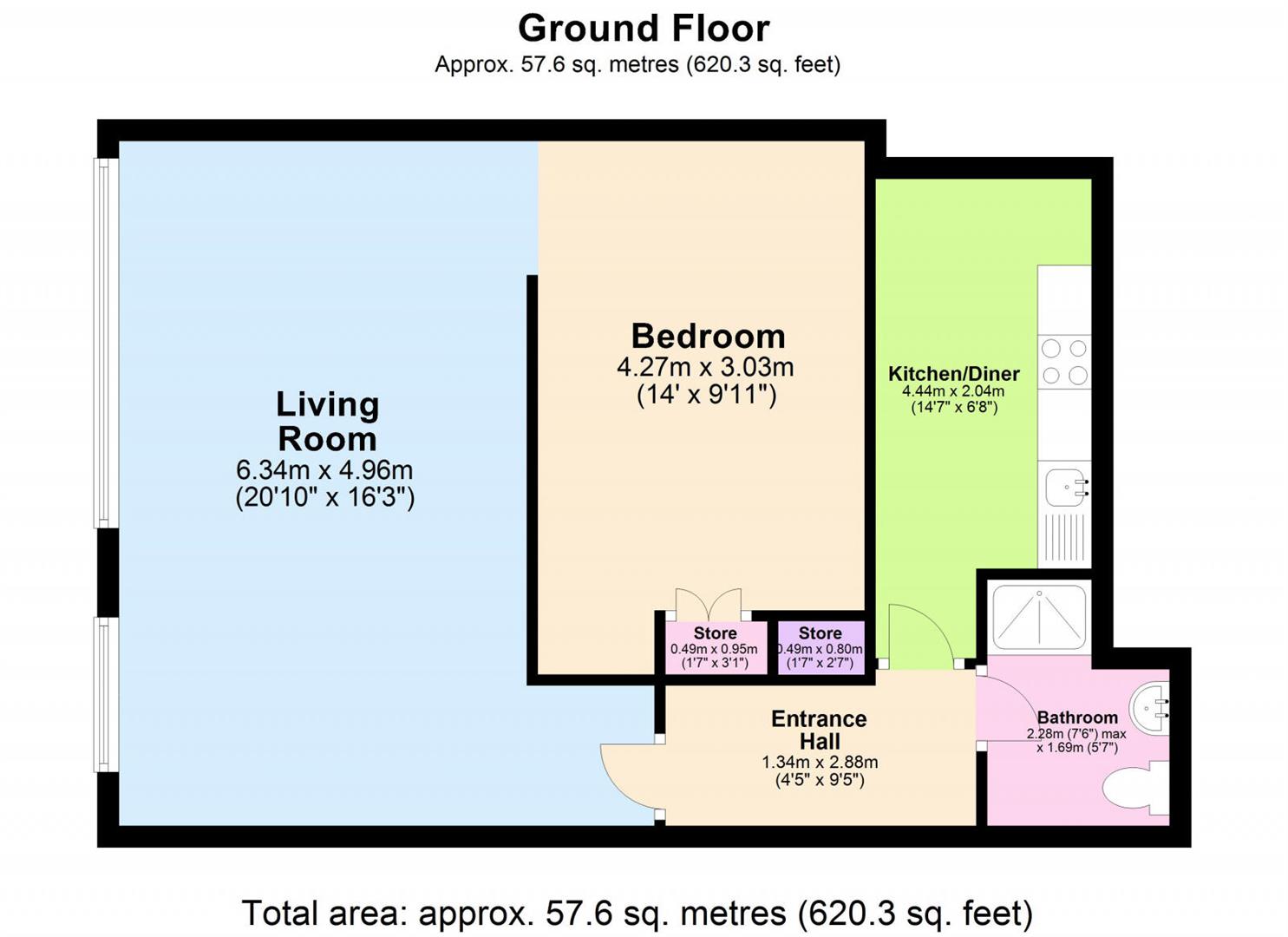 412 Metropolitan Apartments, Lee Circle, Leicester floorplan