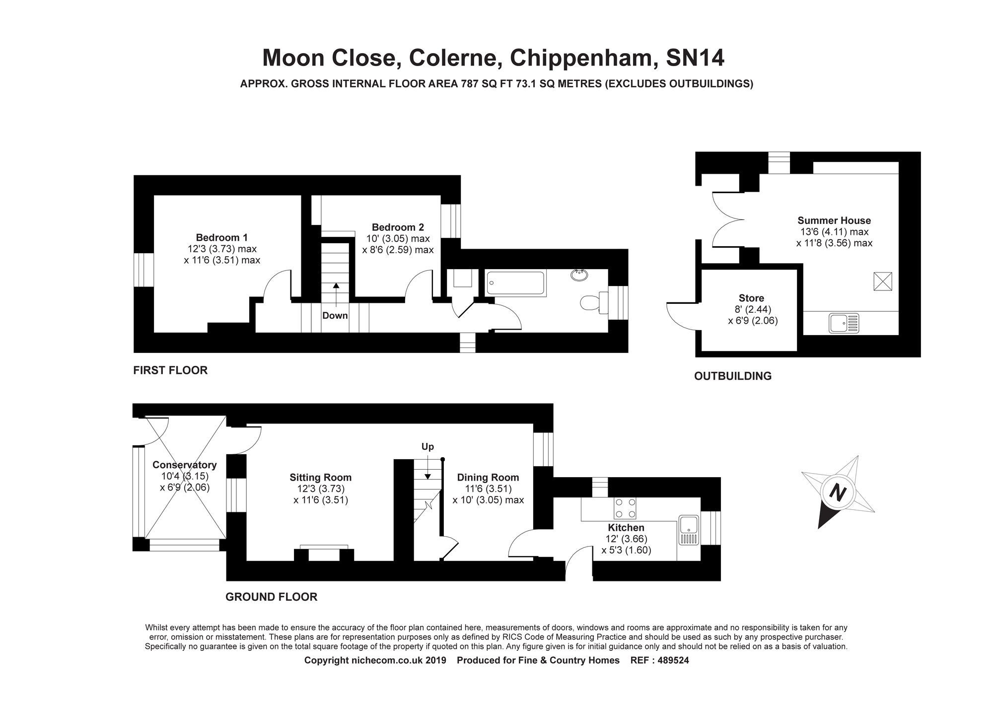 2 Bedrooms Terraced house for sale in Moon Close, Colerne, Wiltshire SN14