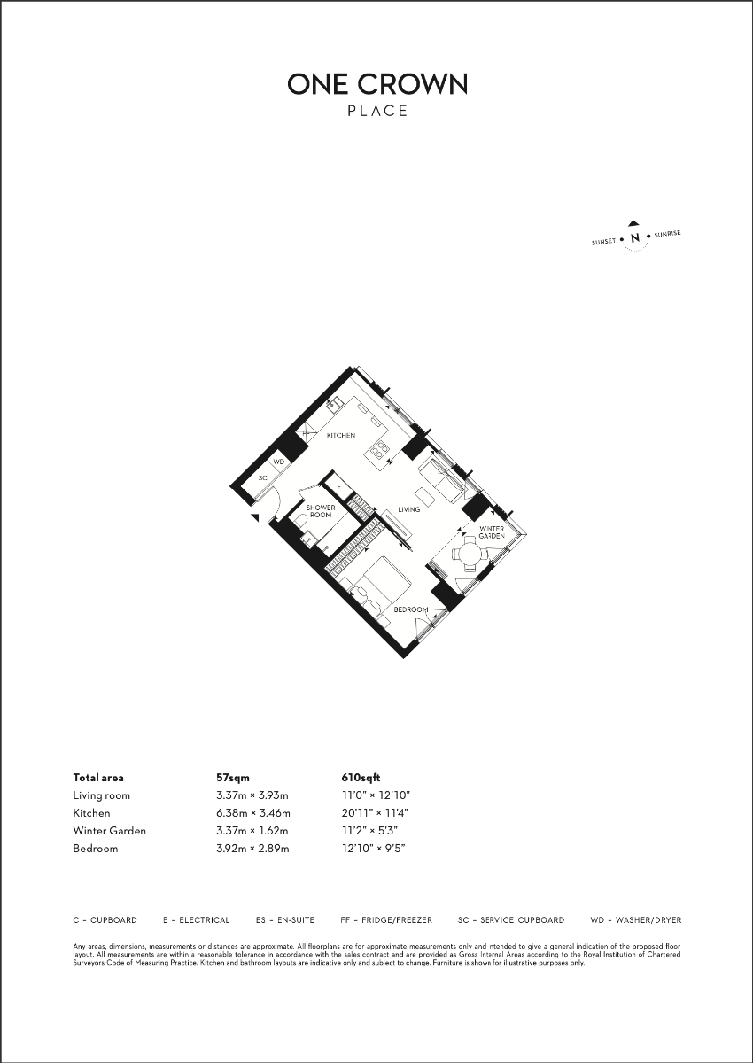 N906 One Crown Place, 19 Sun Street floorplan