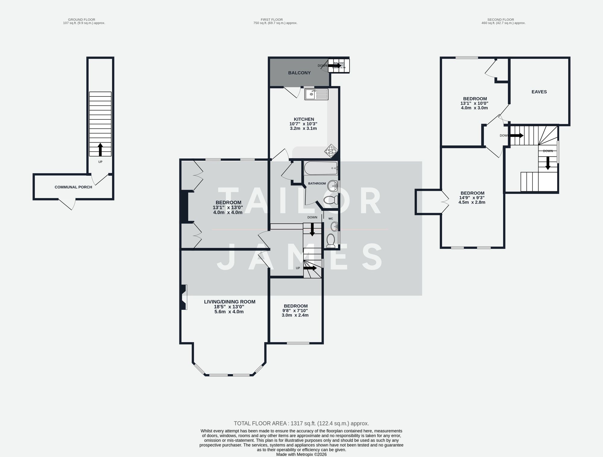 Upper Flat, 6 Vallance Gardens, Hove floorplan