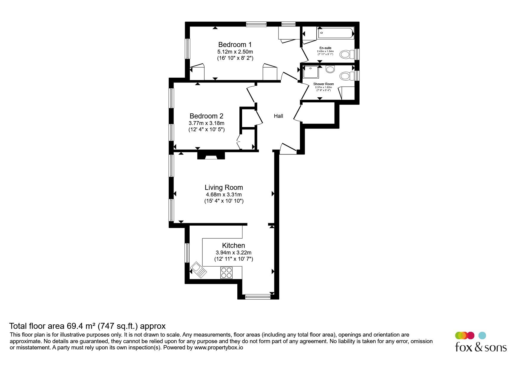 Flat 1, Grosvenor House, Ambrose Place, Worthing floorplan