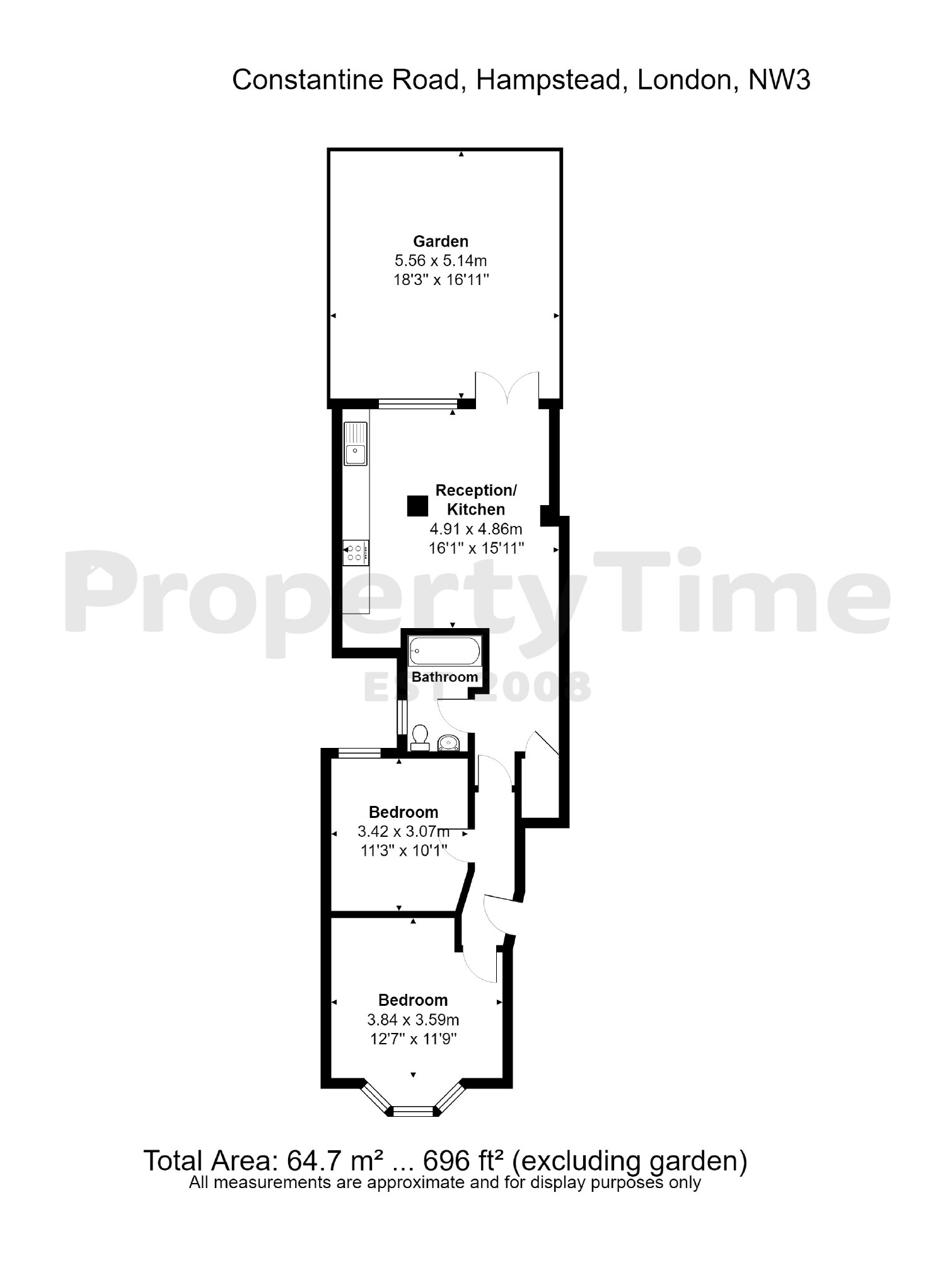 2 Bedrooms Flat to rent in Constantine Road, South End Green, London NW3