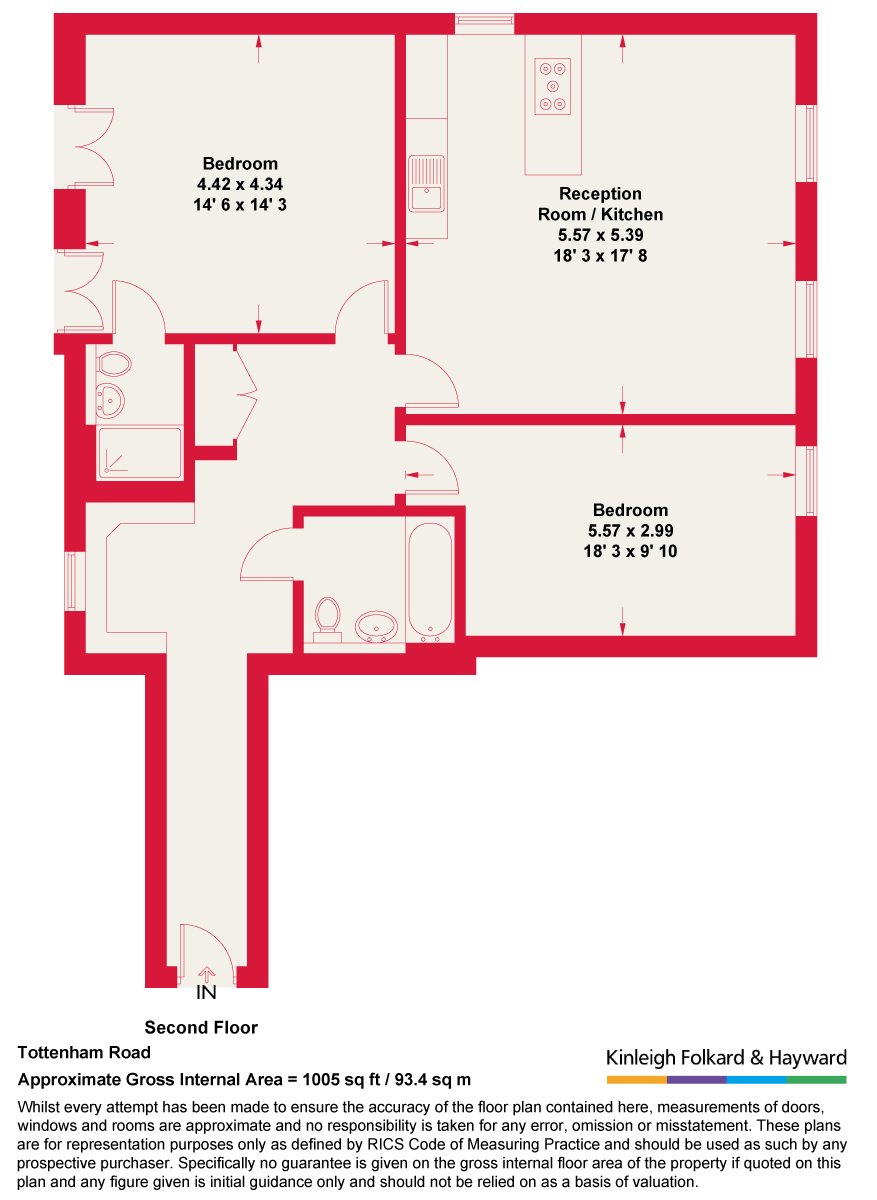 Flat 9, 70, Tottenham Road, London floorplan
