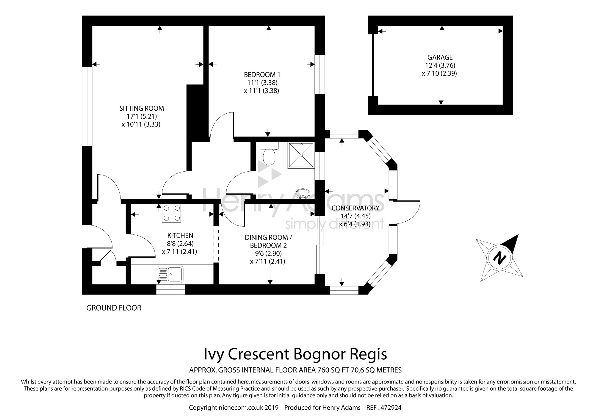 2 Bedrooms Bungalow for sale in Ivy Crescent, Bognor Regis PO22