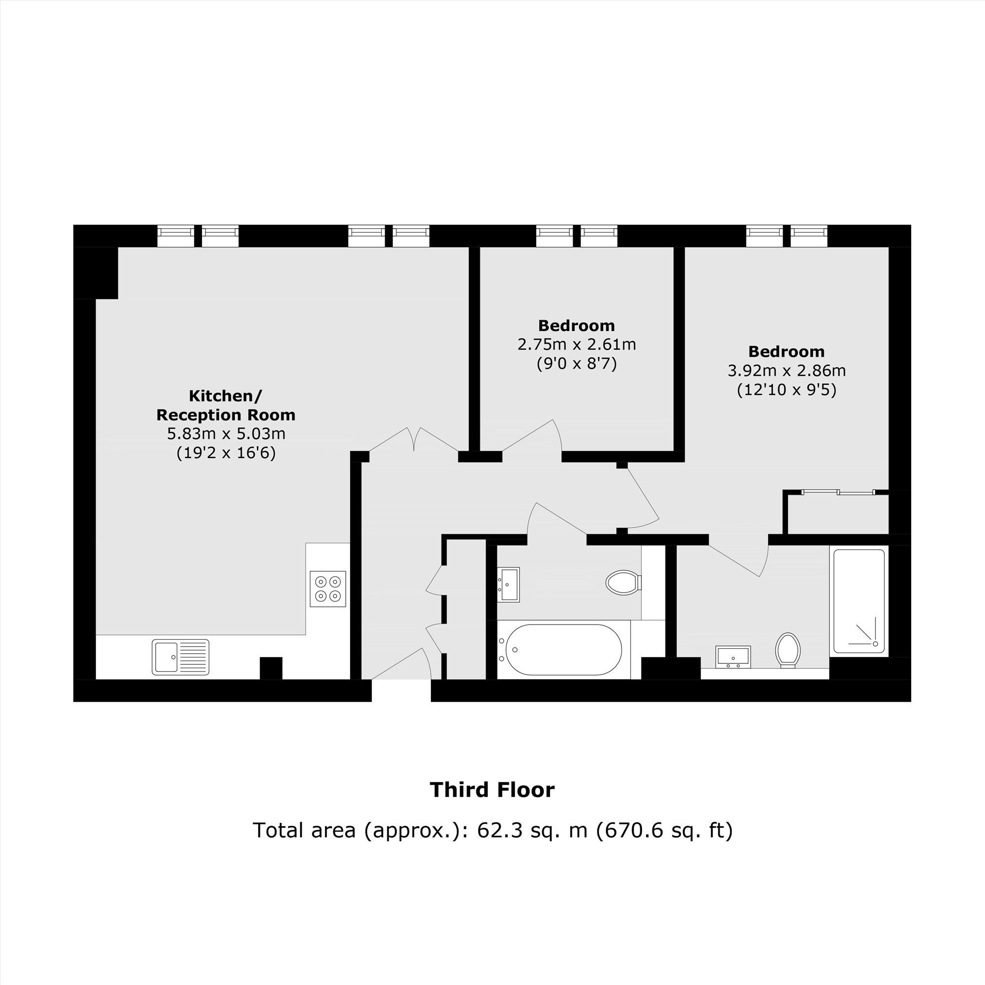 Flat 22, 87, Vincent Square, London floorplan