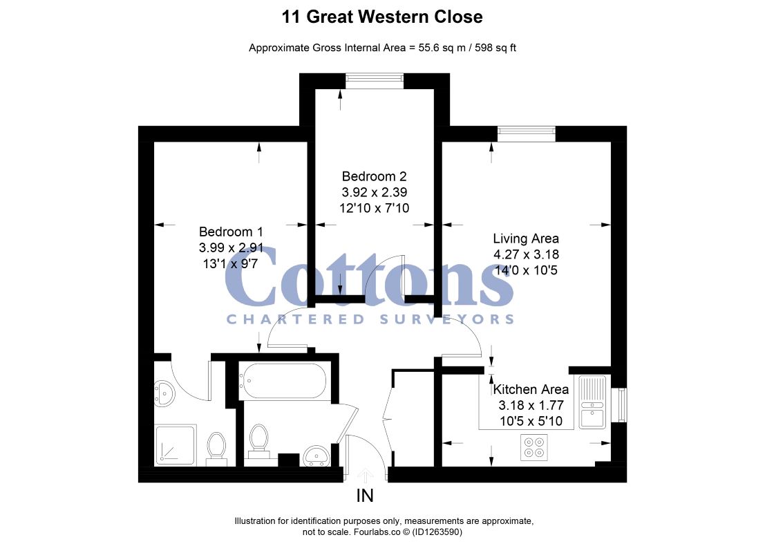 Apartment 11 Great Western Court, The Avenue, Acocks Green, Birmingham, West Midlands, B27 6NT floorplan
