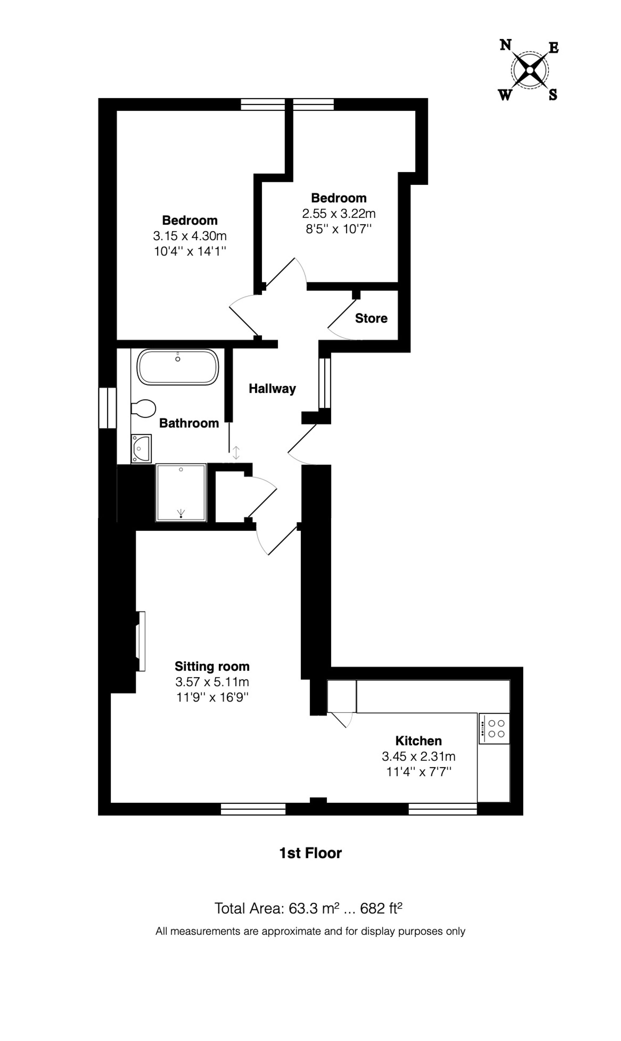 Flat 3, Gore House, Pershore floorplan