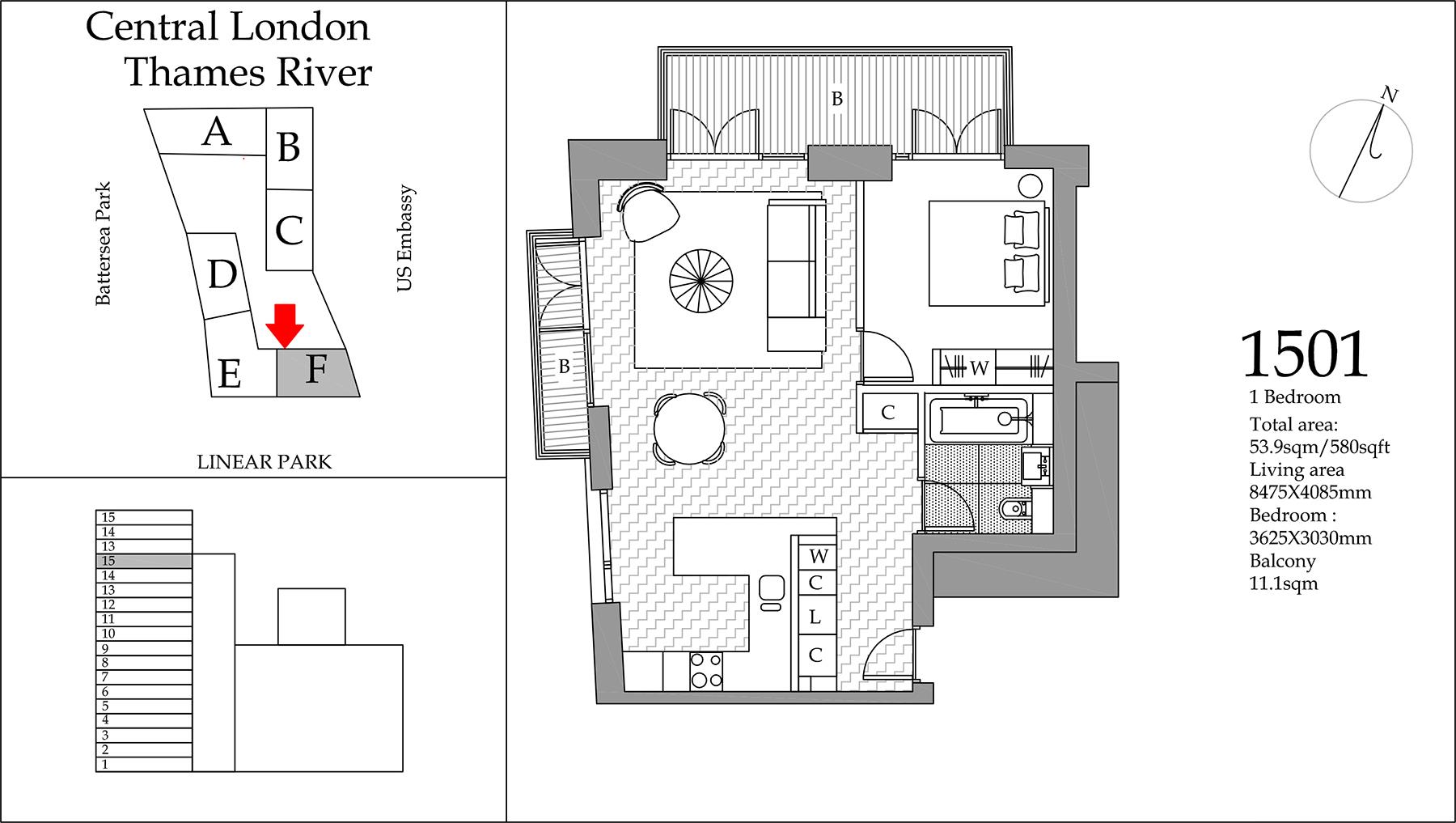1 Bedrooms Flat for sale in Ambassador Building, Embassy Gardens, 5 New Union Square, Nine Elms, London SW11