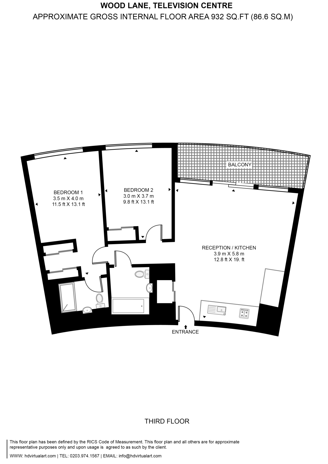 Apartment 305, 3 Television Centre, 101, Wood Lane, White City floorplan