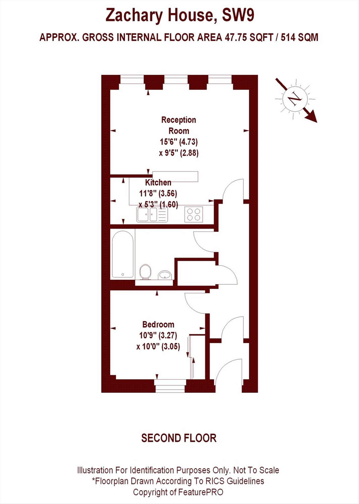 Flat 201, Zachary House, 6, Lett Road, London floorplan