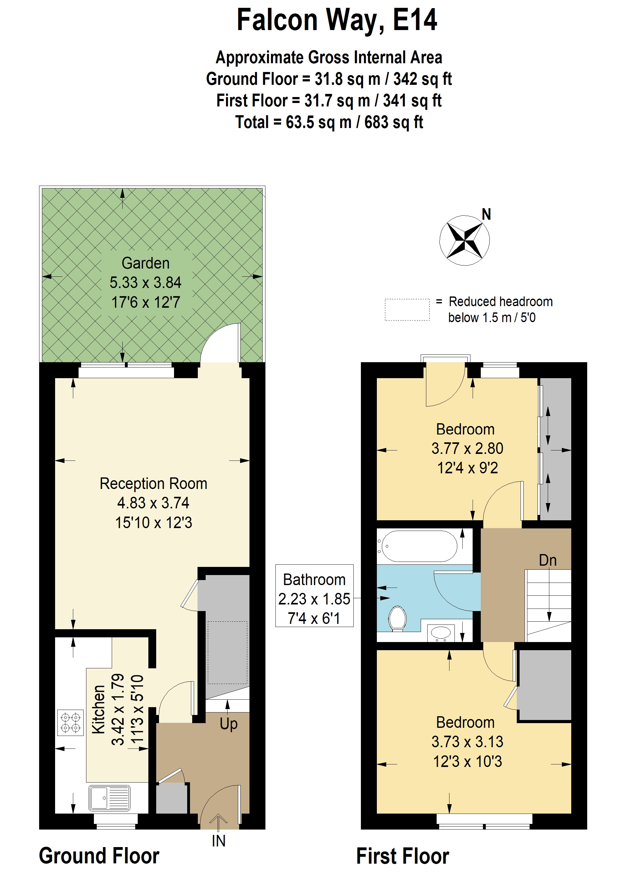 2 Bedrooms Terraced house to rent in Falcon Way, London E14