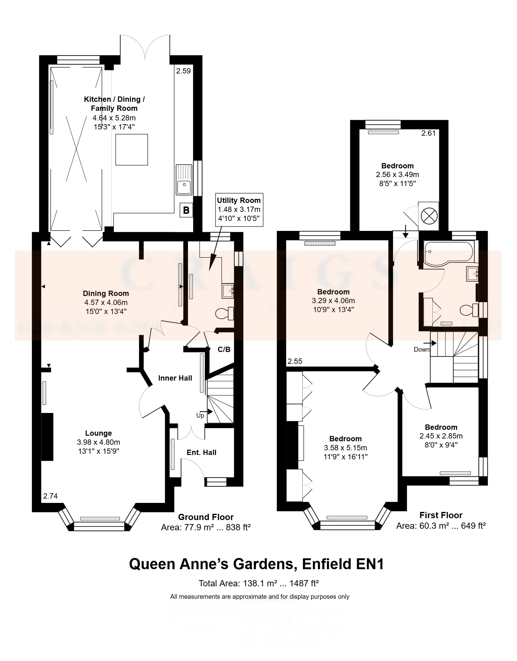 Queen Annes Gardens, Enfield floorplan