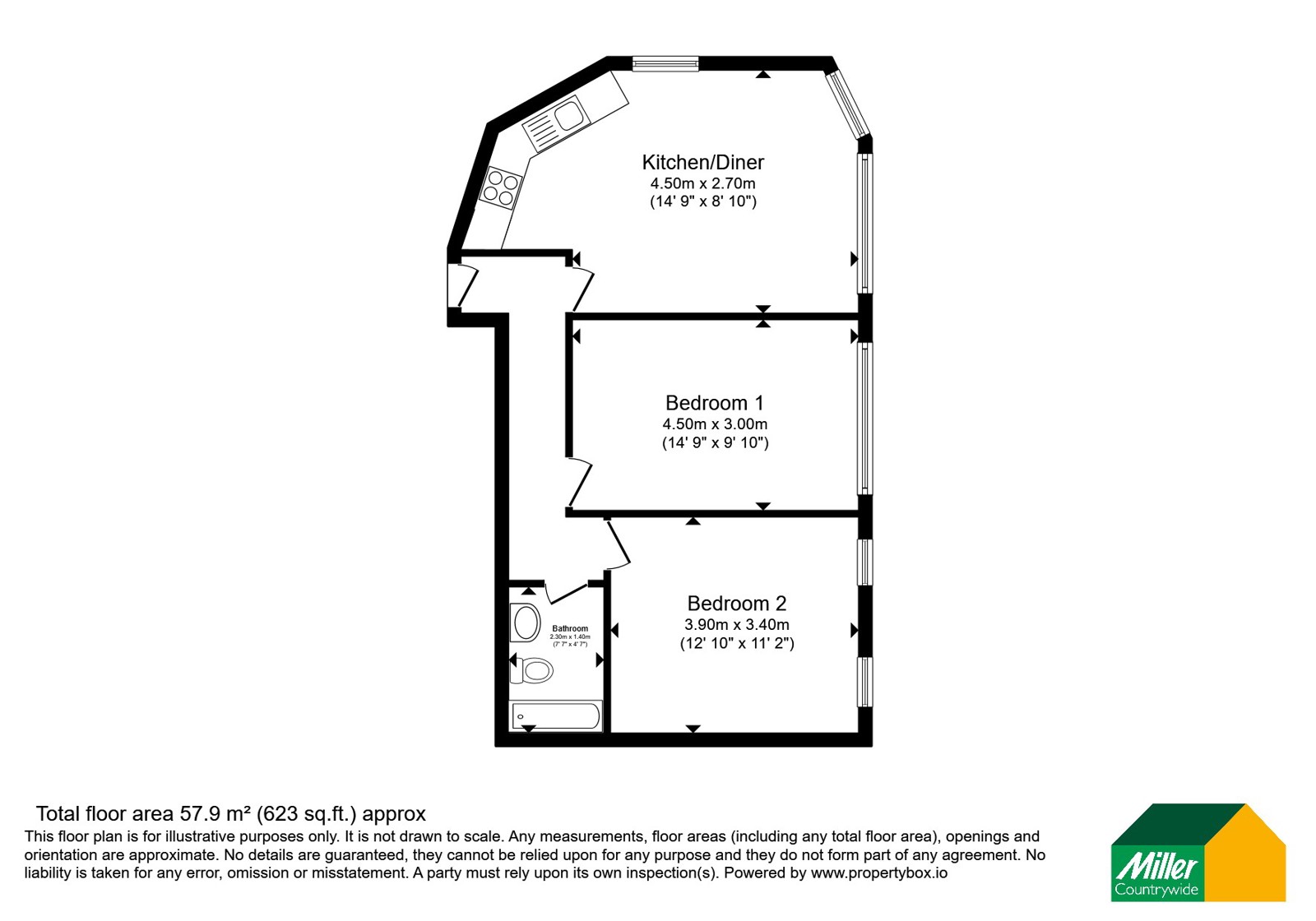 Flat 1, 39-41, Bank Street, Cornwall floorplan