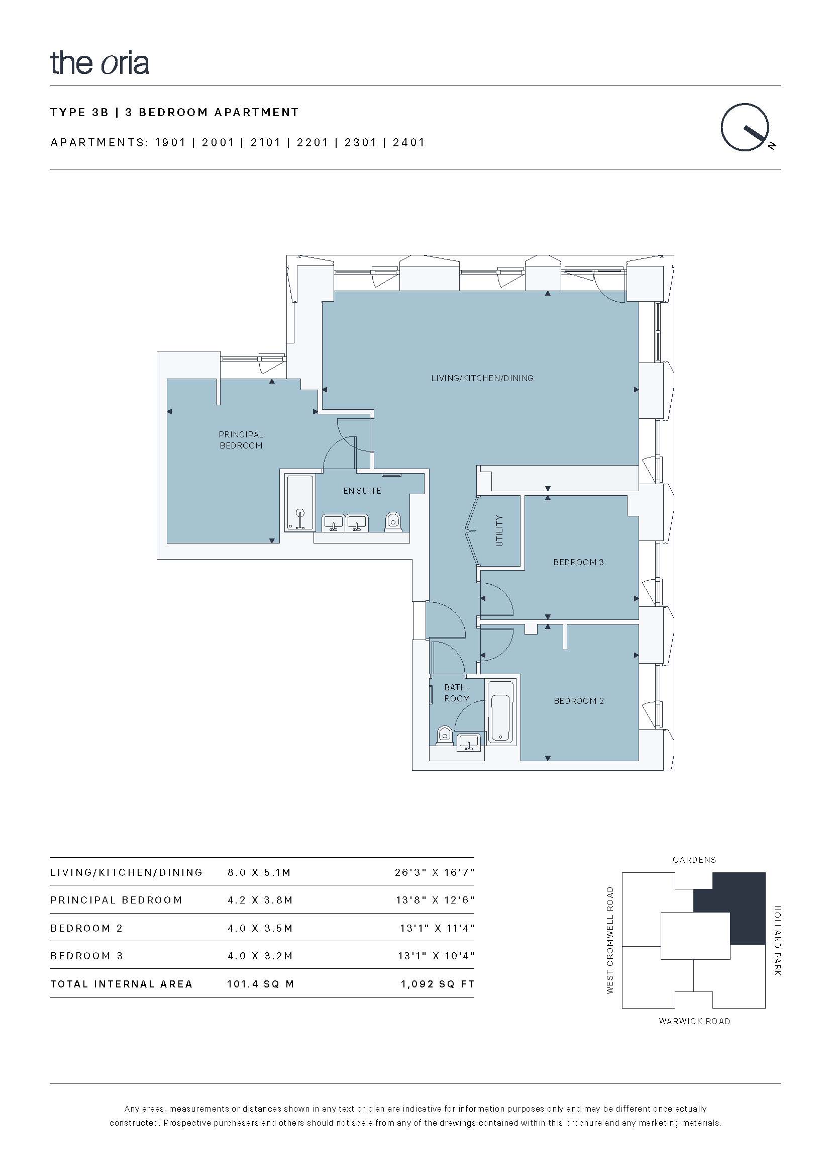1901,, The Oria, 100 West Cromwell Road floorplan