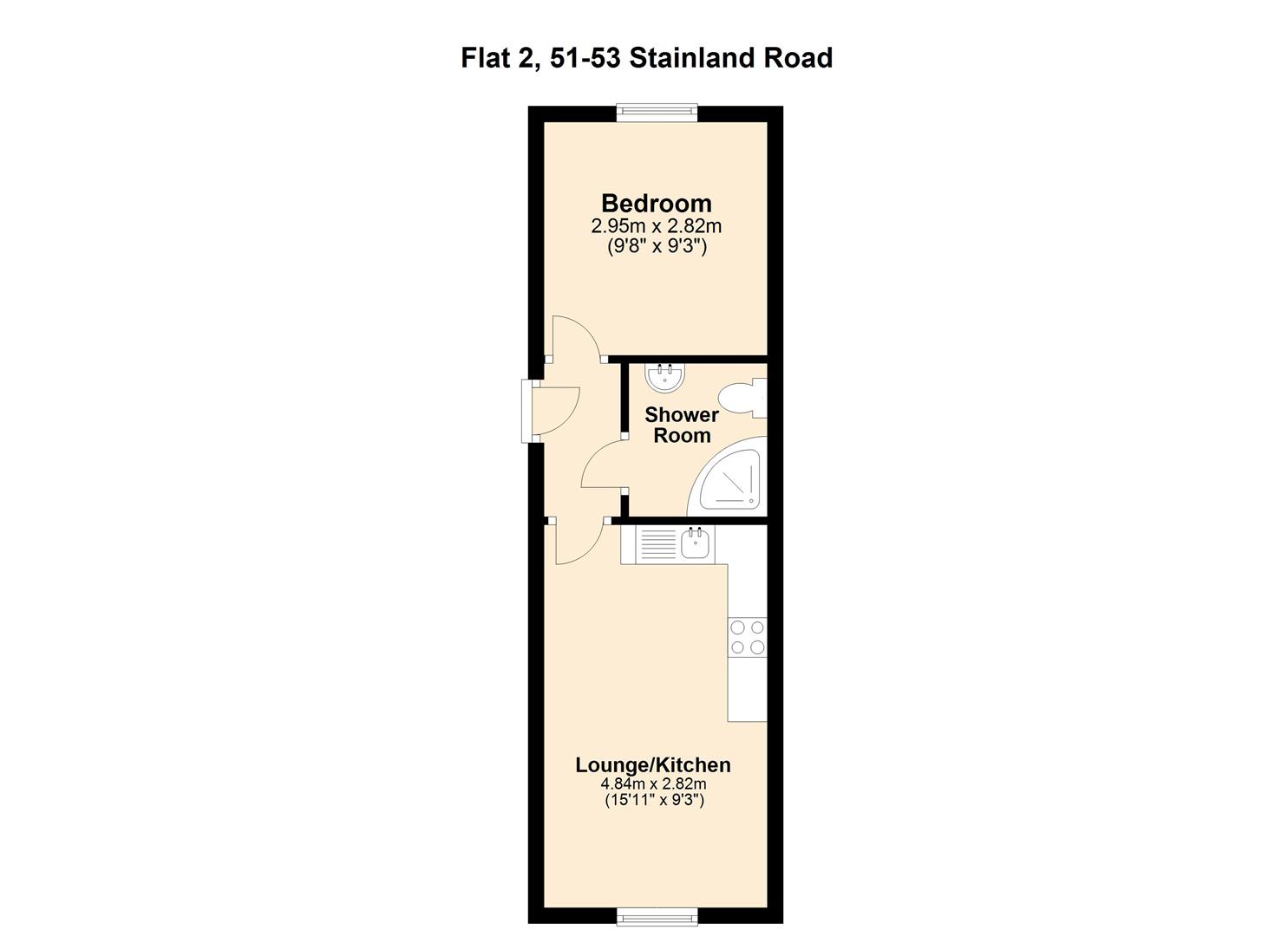 1 Bedrooms Flat to rent in Flat 2, 51/53 Stainland Road, West Vale HX4