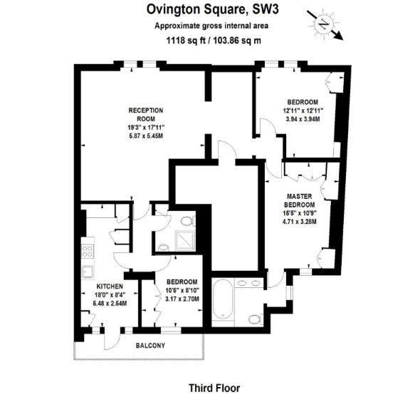 2, 2, Ovington Square, London floorplan