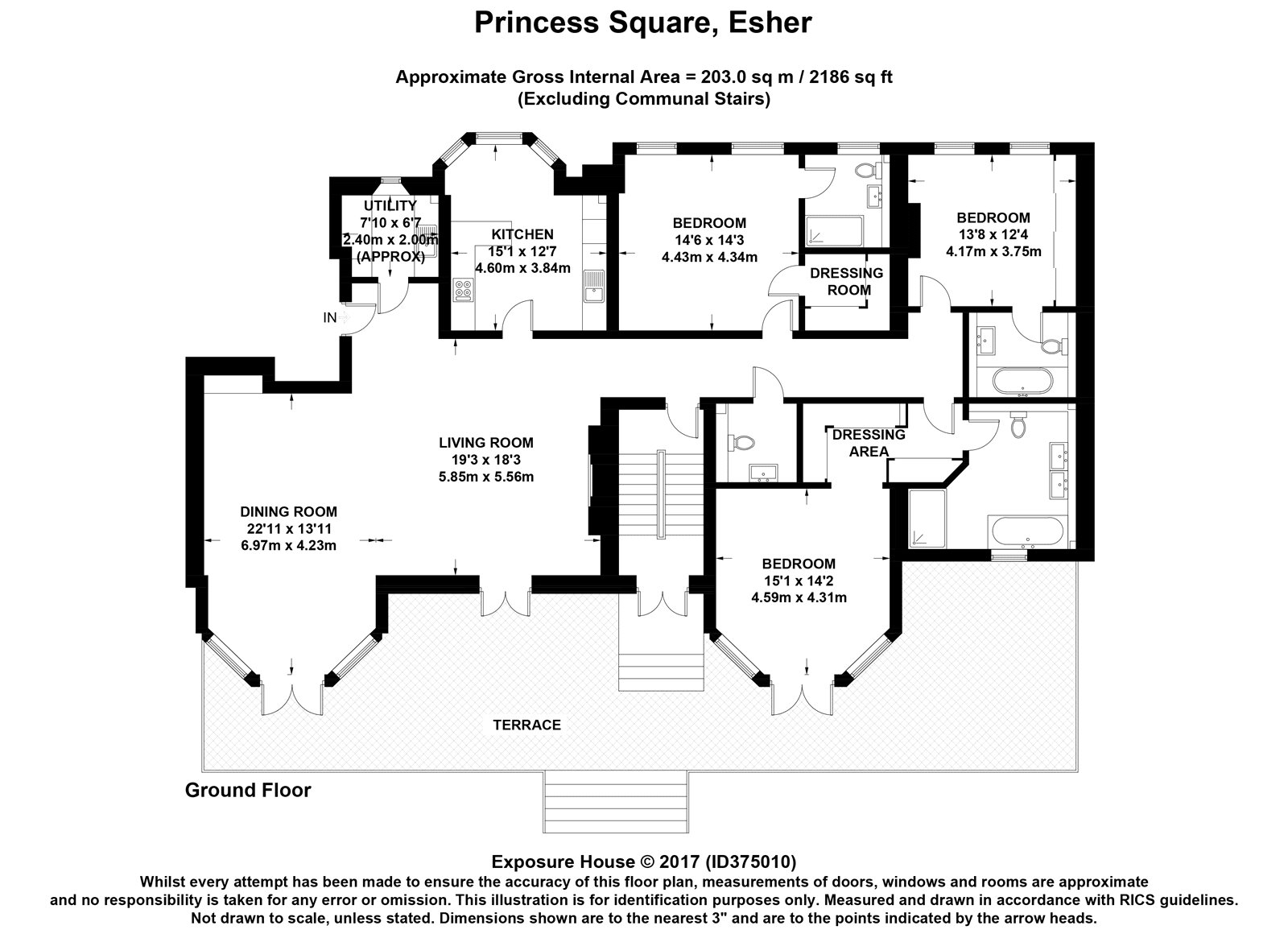 Milbourne House, Princess Square, Esher, Surrey KT10, 3 bedroom flat to