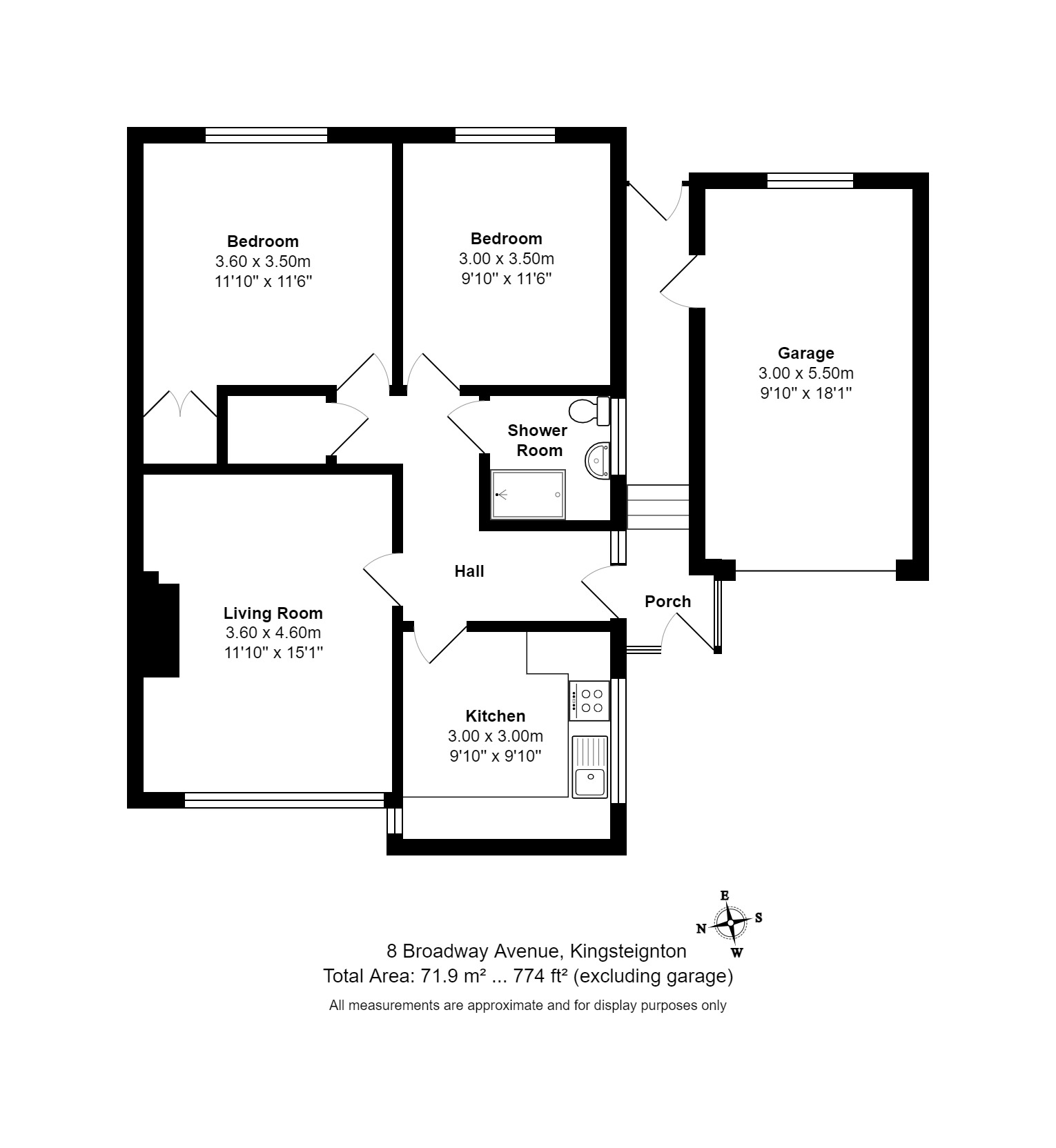 Broadway Avenue, Kingsteignton, Newton Abbot TQ12, 2 bedroom semi