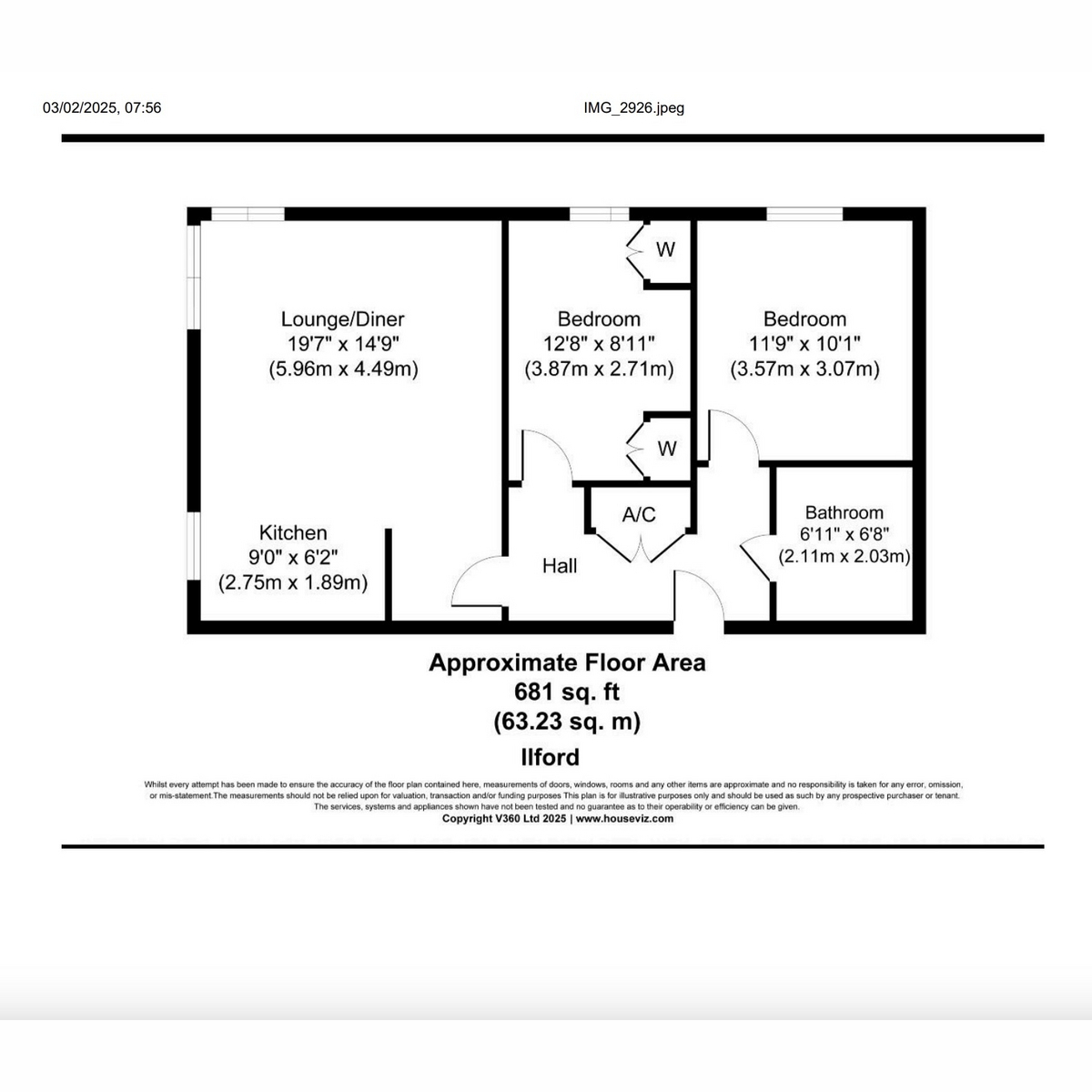 Flat 3, Choice View, Ilford floorplan