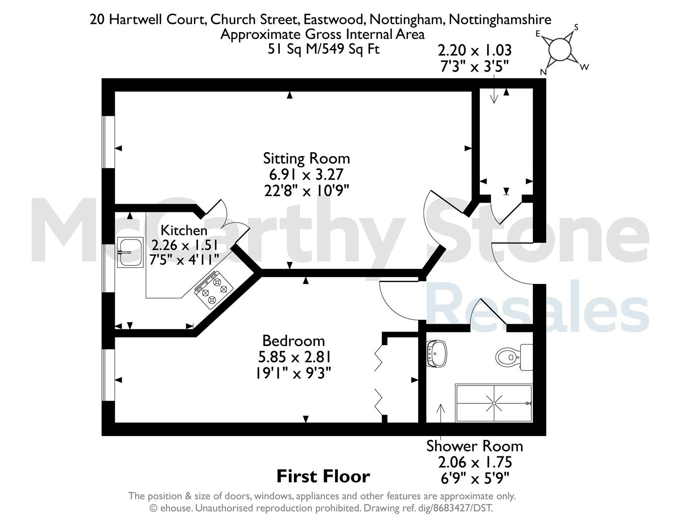 20 Hartwell Court, Church Street, Nottingham floorplan