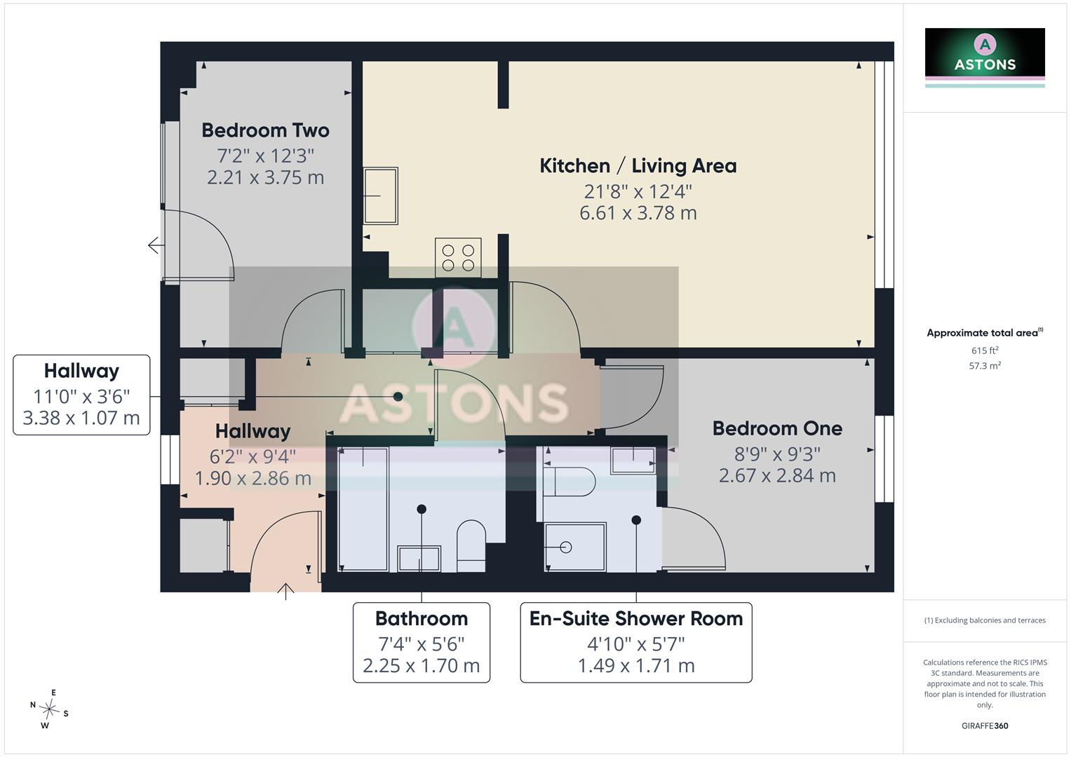 Flat 129, Nokes Court, Commonwealth Drive, Crawley floorplan