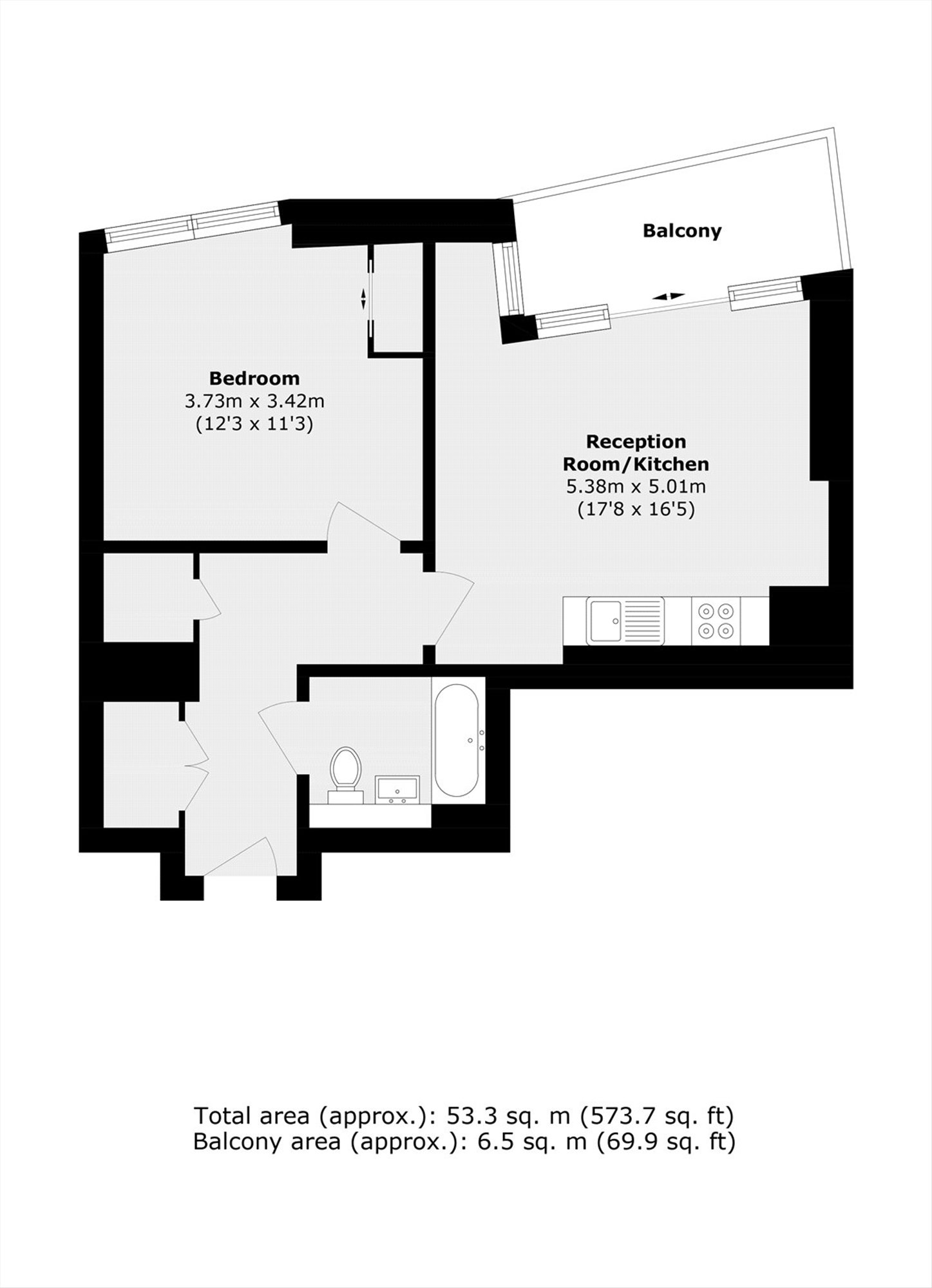Flat 1807, Icon Tower, 8, Portal Way, London floorplan