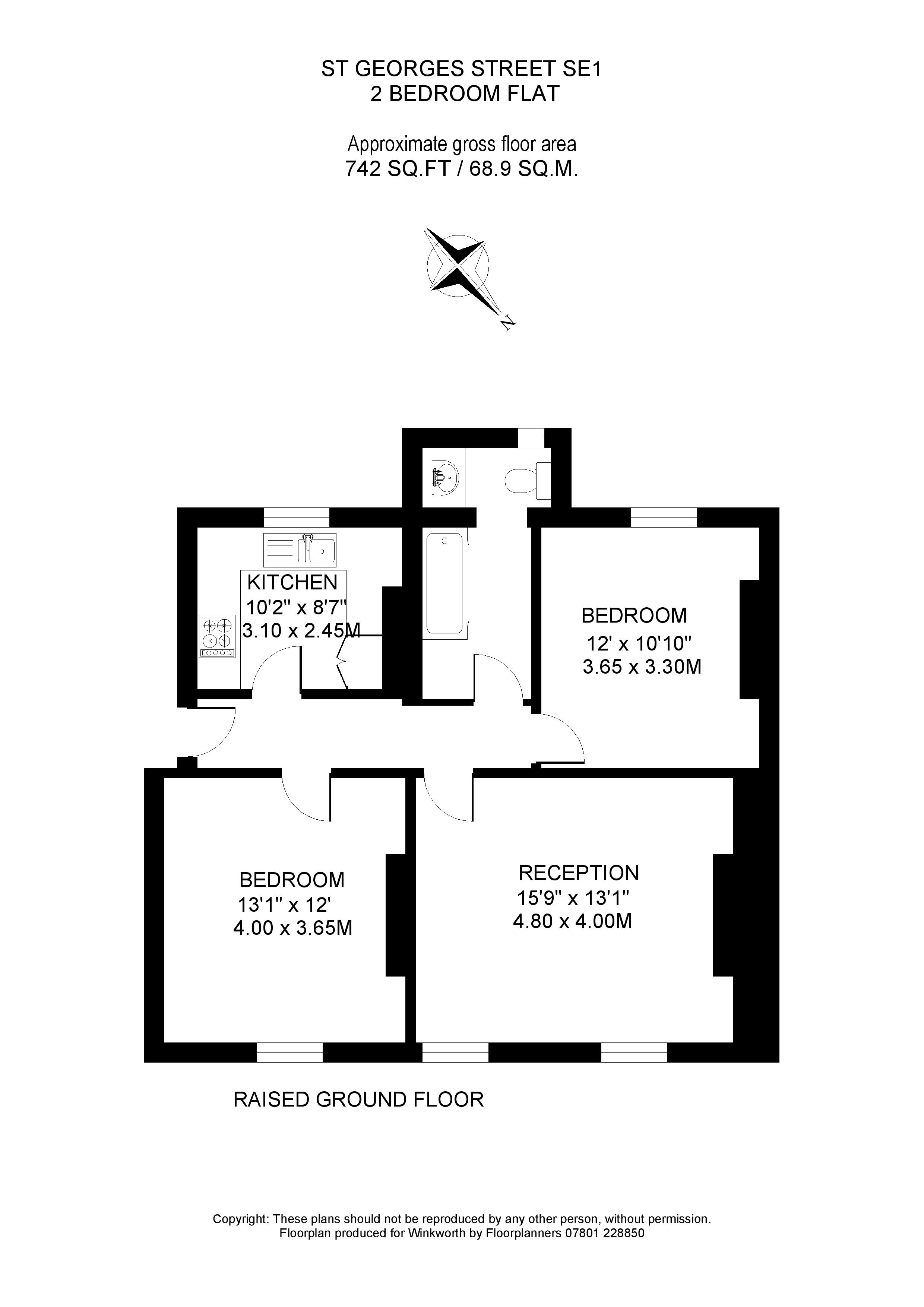 Flat A, 137, St. Georges Road, London floorplan