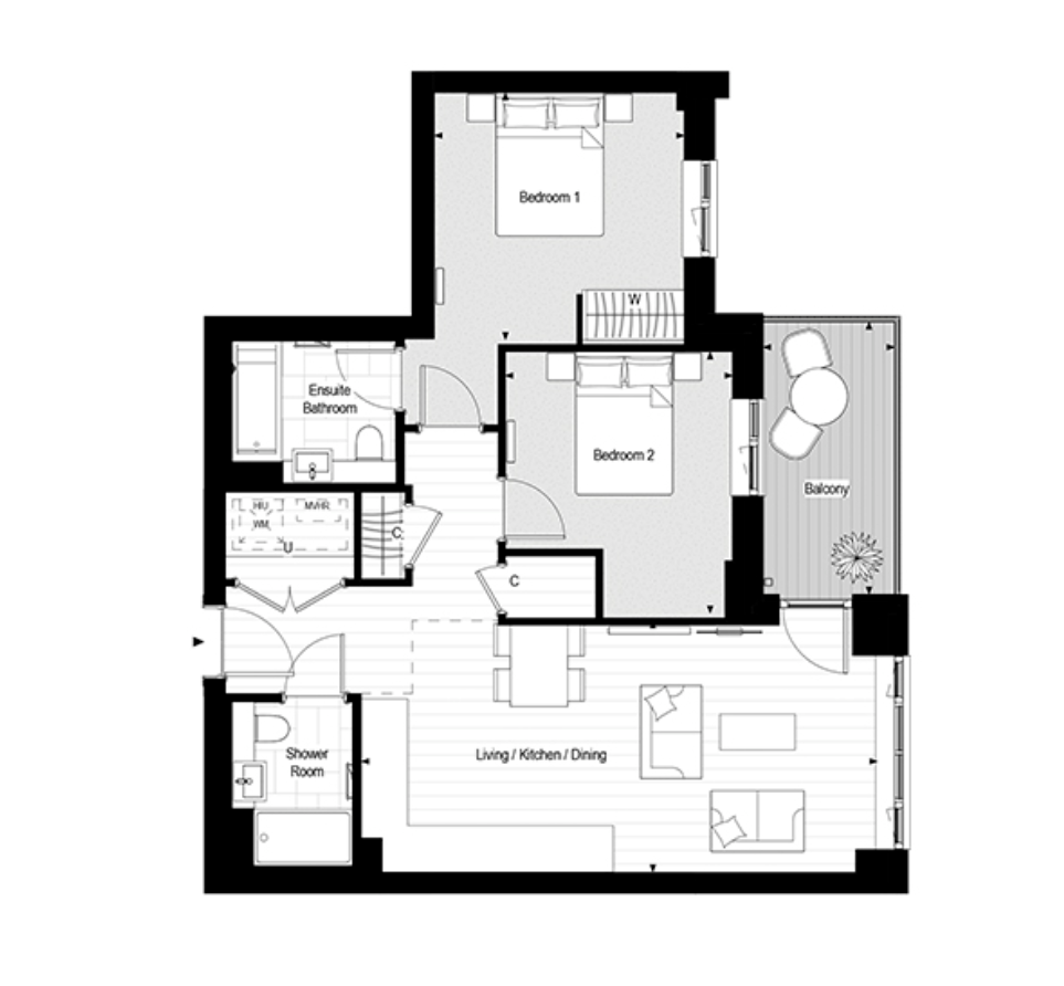 Flat 603 Burrell House 4, Langham Grove, London floorplan