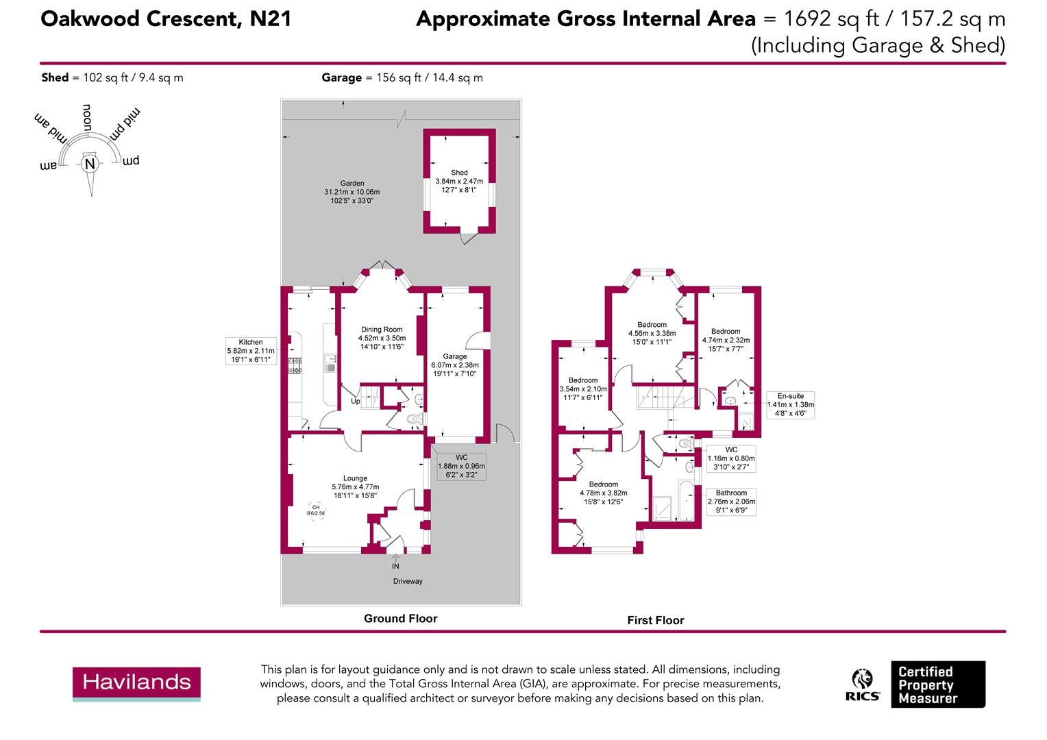 57, Oakwood Crescent, N21 floorplan