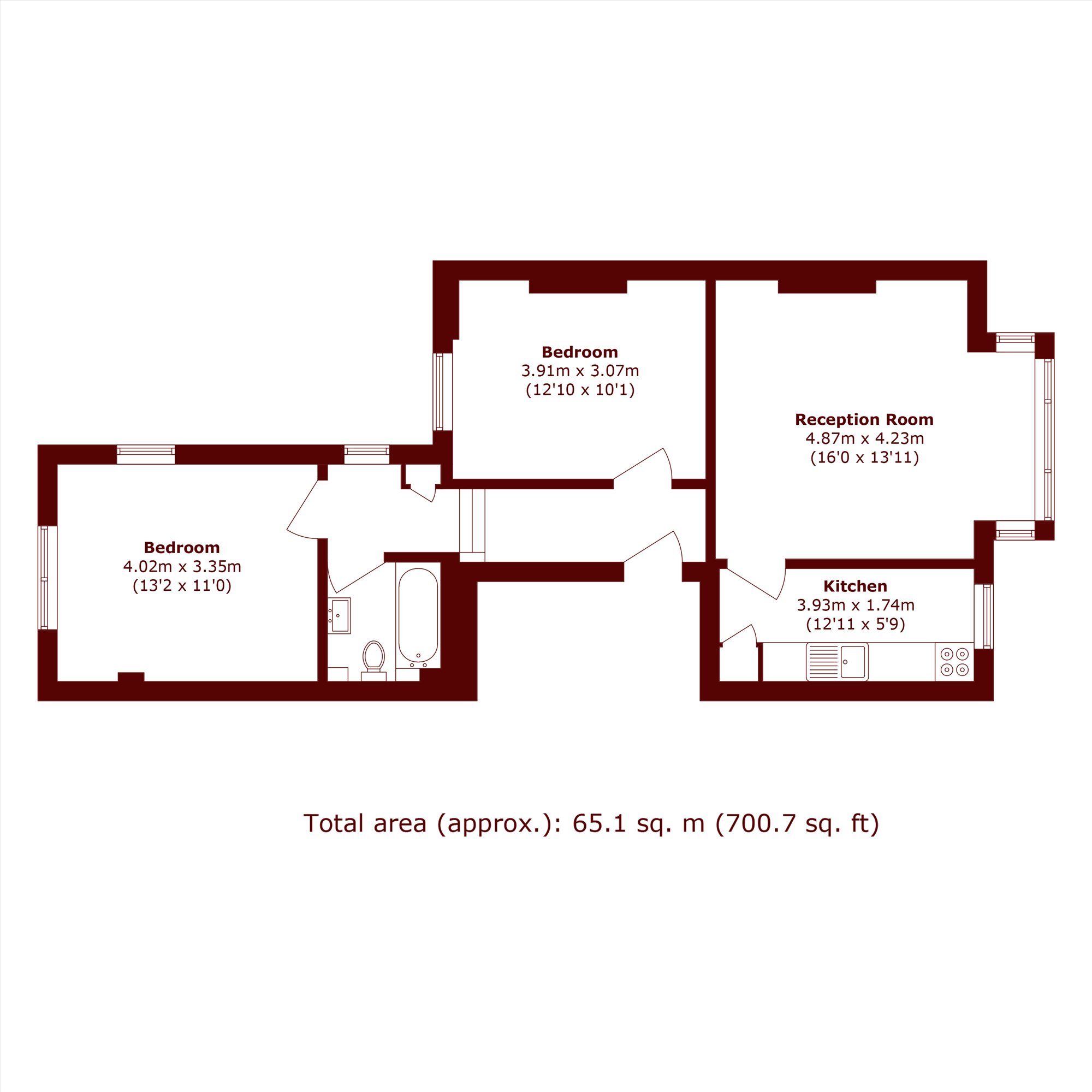 Flat 2, 66, Knollys Road, London floorplan